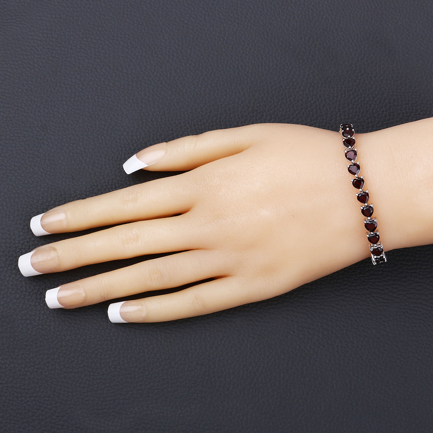 15.50 Carat Genuine Garnet .925 Sterling Silver Bracelet
