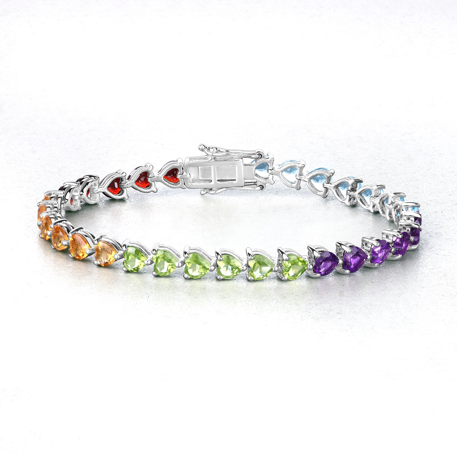 14.42 Carat Genuine Multi Stone .925 Sterling Silver Bracelet
