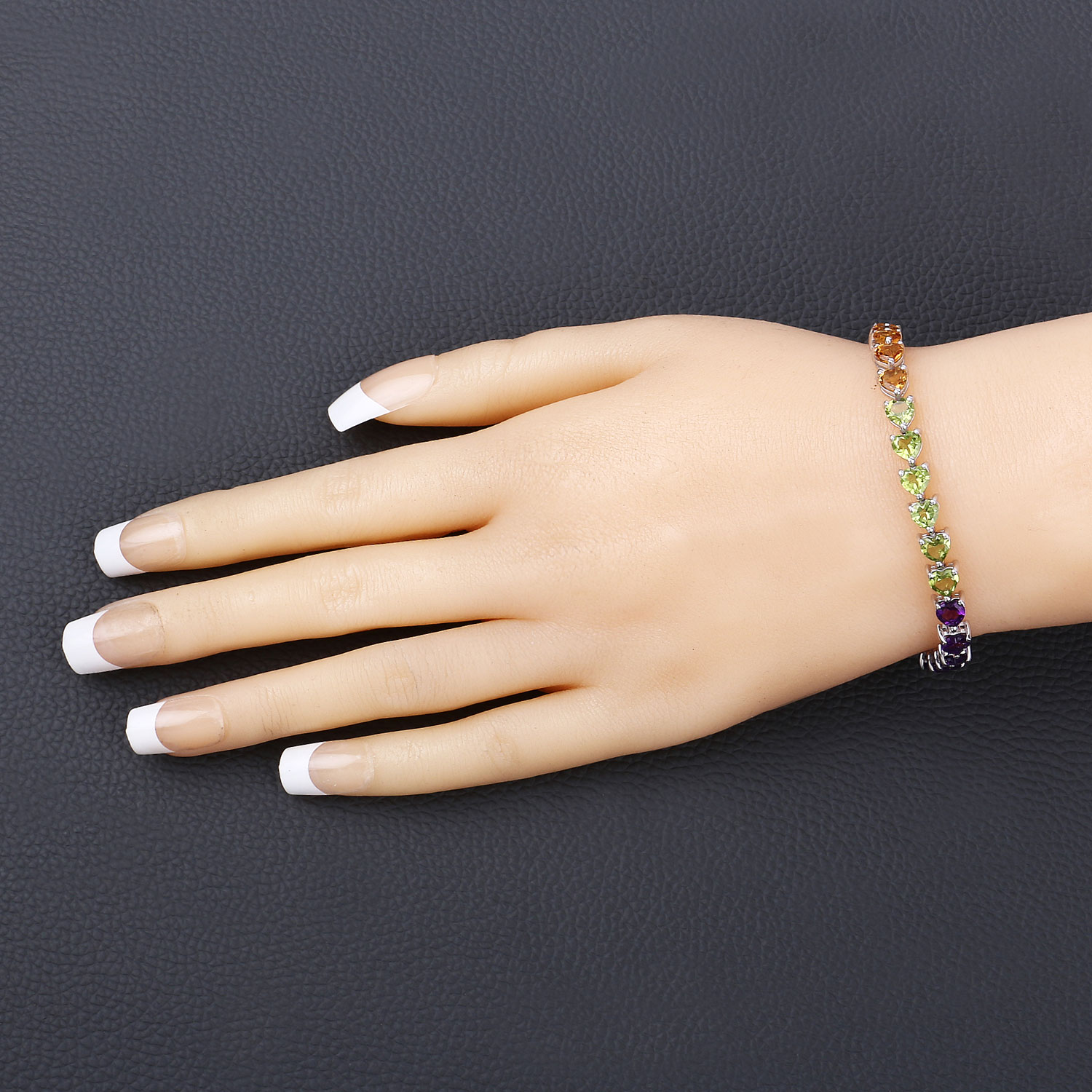 14.42 Carat Genuine Multi Stone .925 Sterling Silver Bracelet