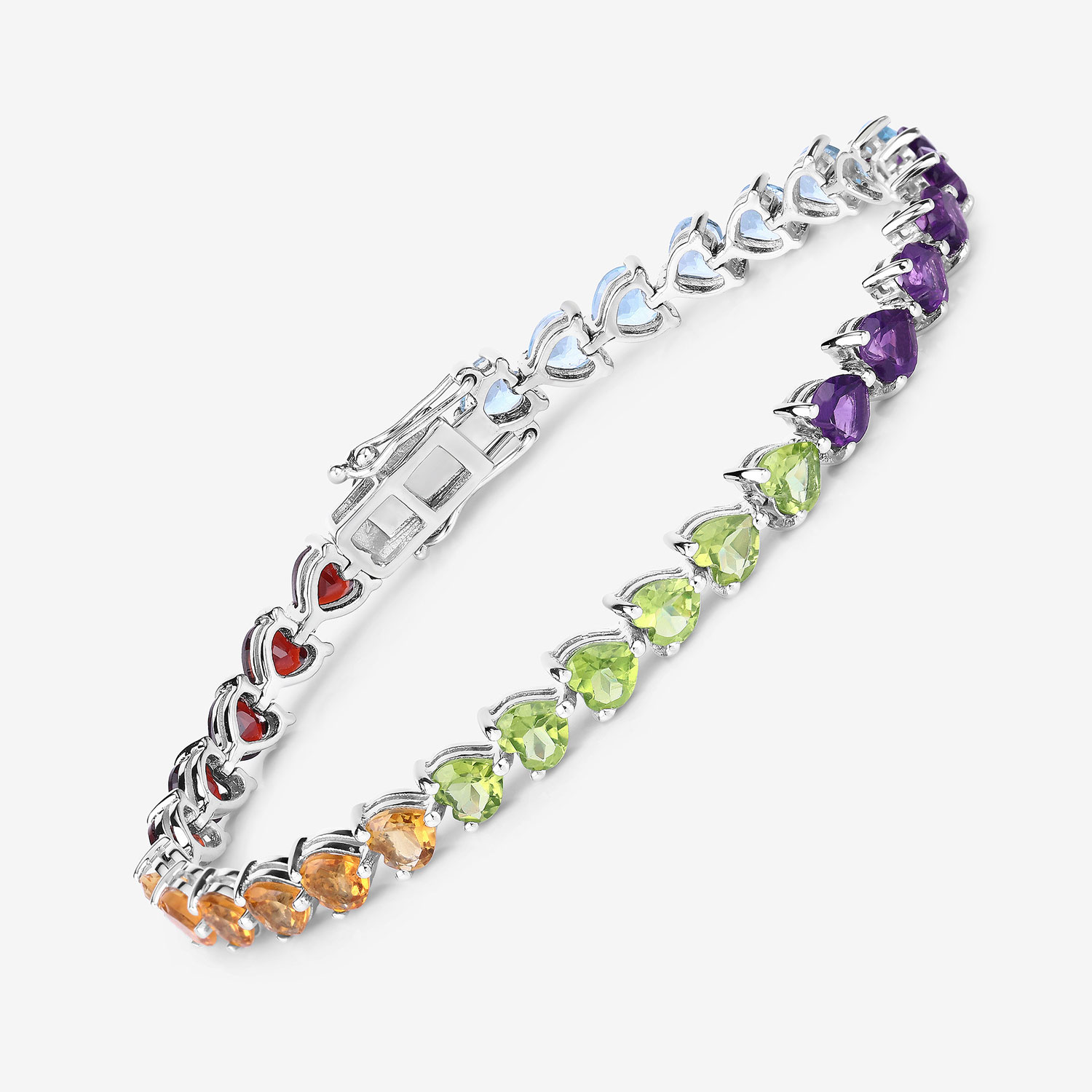 14.42 Carat Genuine Multi Stone .925 Sterling Silver Bracelet