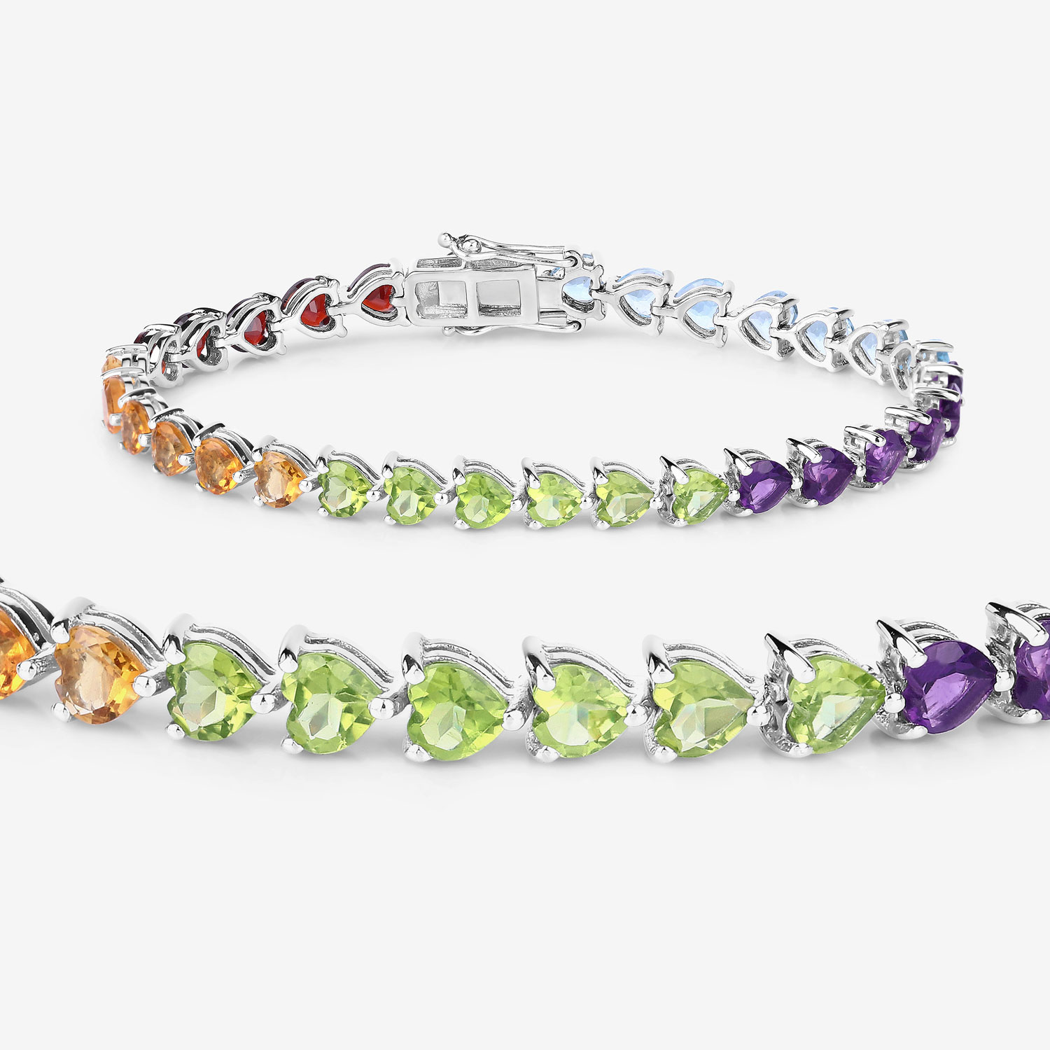 14.42 Carat Genuine Multi Stone .925 Sterling Silver Bracelet