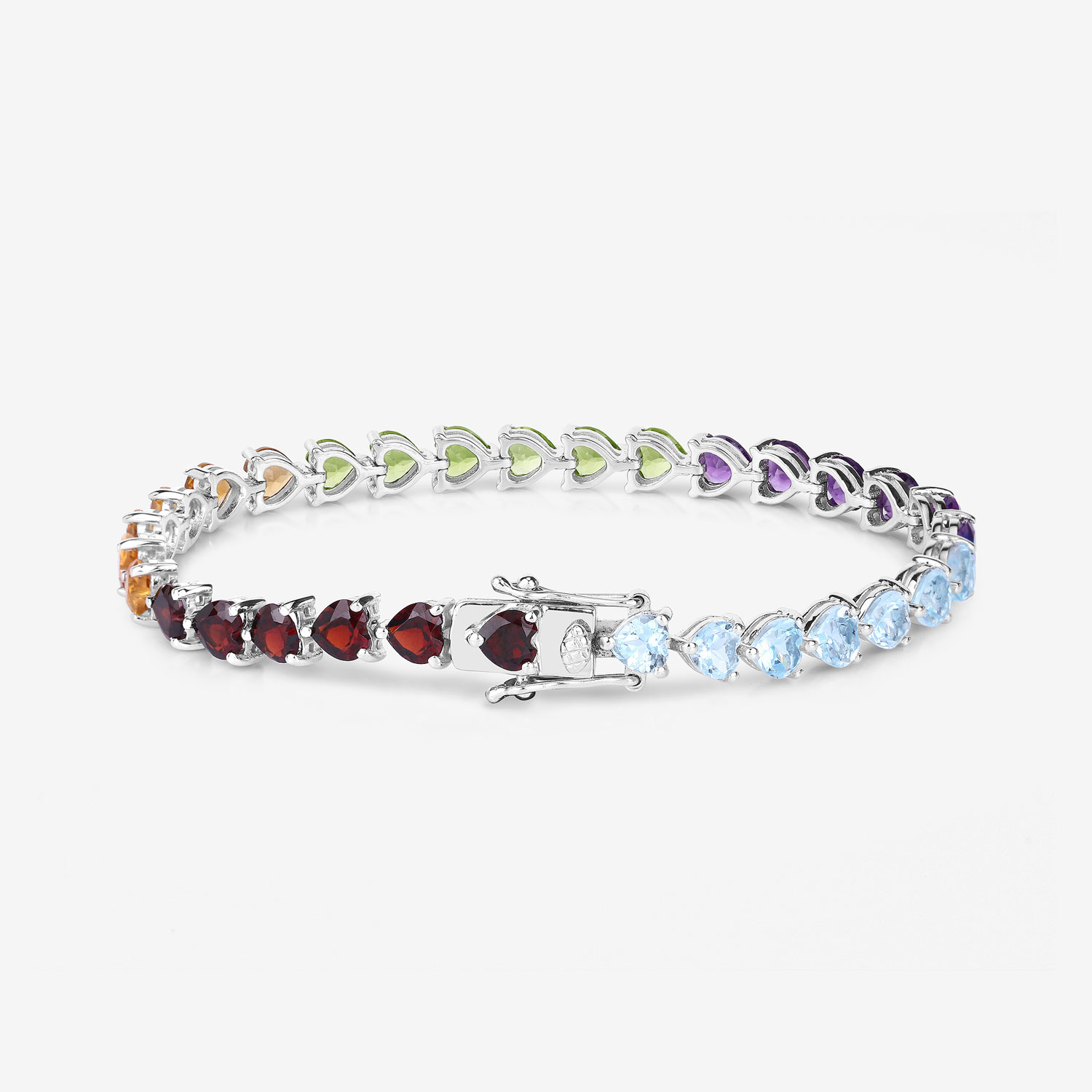 14.42 Carat Genuine Multi Stone .925 Sterling Silver Bracelet
