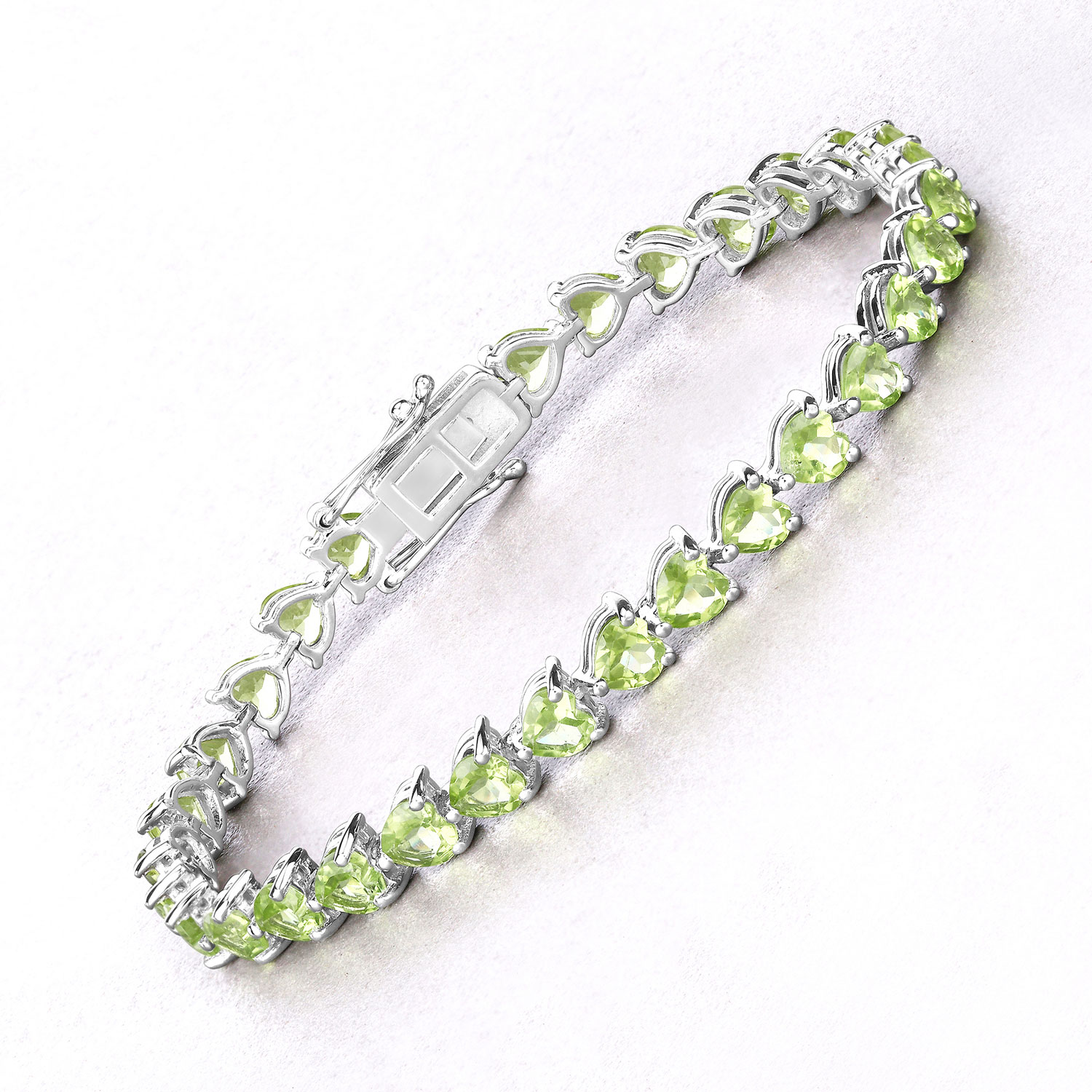 13.64 Carat Genuine Peridot .925 Sterling Silver Bracelet