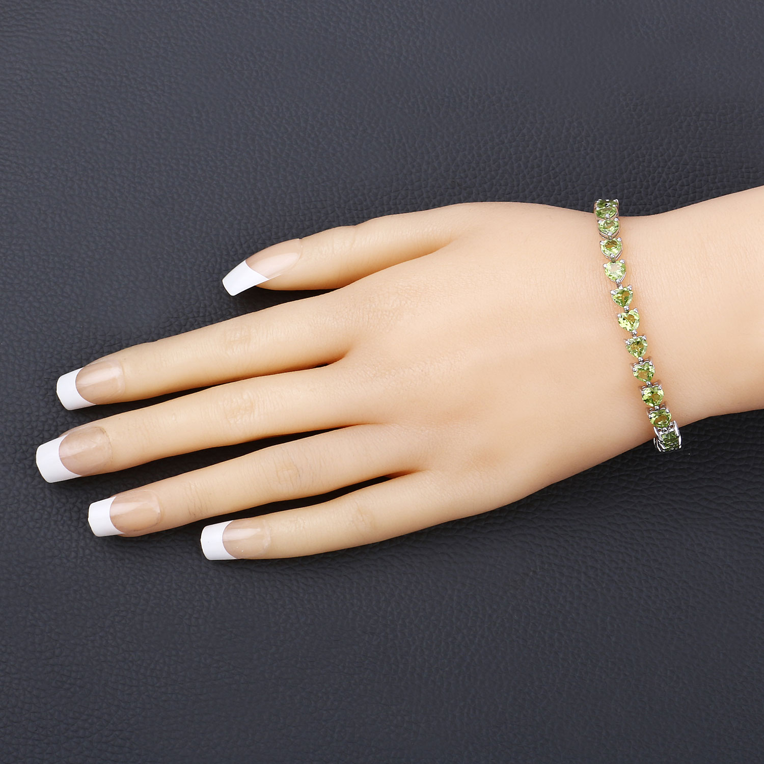 13.64 Carat Genuine Peridot .925 Sterling Silver Bracelet