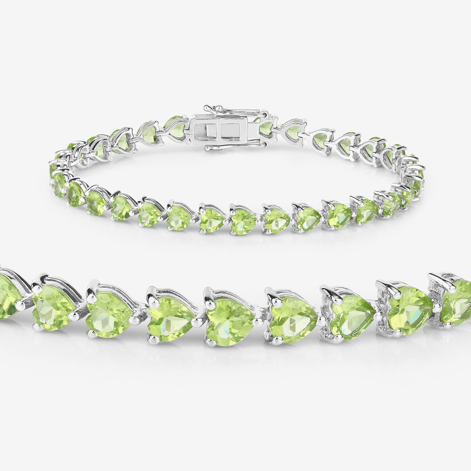 13.64 Carat Genuine Peridot .925 Sterling Silver Bracelet