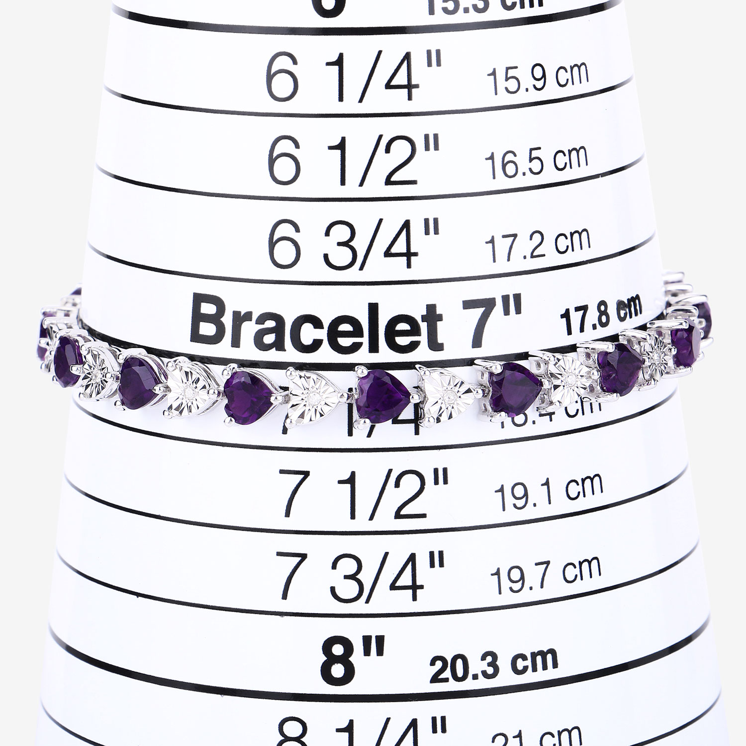 6.59 Carat Genuine Amethyst and White Diamond .925 Sterling Silver Bracelet