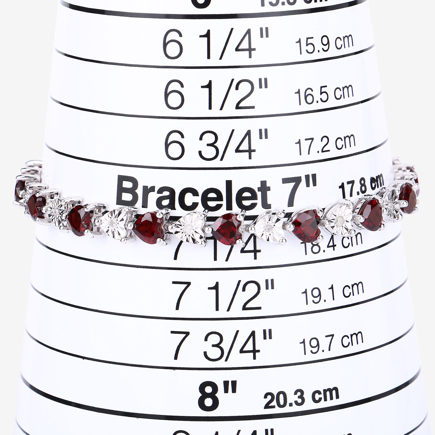 7.64 Carat Genuine Garnet and White Diamond .925 Sterling Silver Bracelet