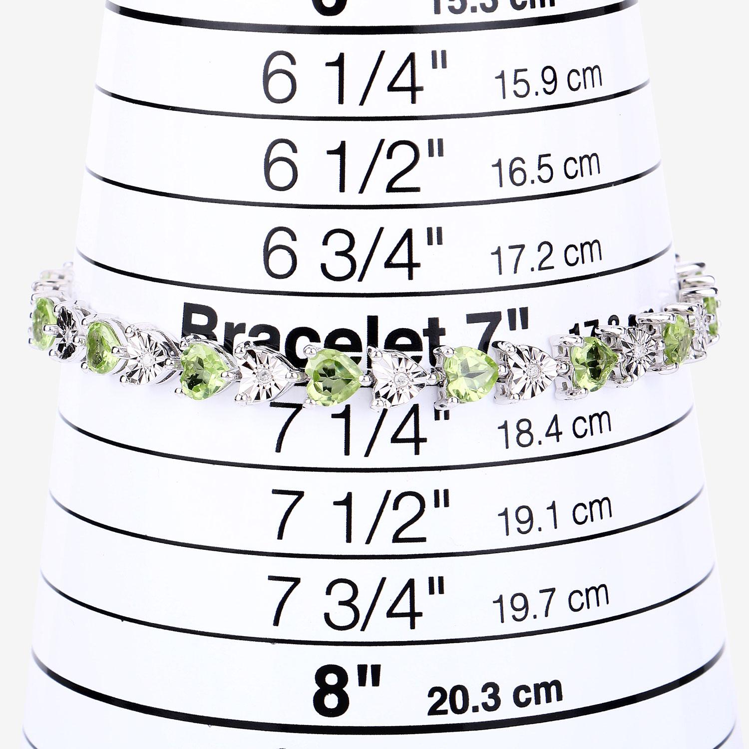 6.74 Carat Genuine Peridot and White Diamond .925 Sterling Silver Bracelet