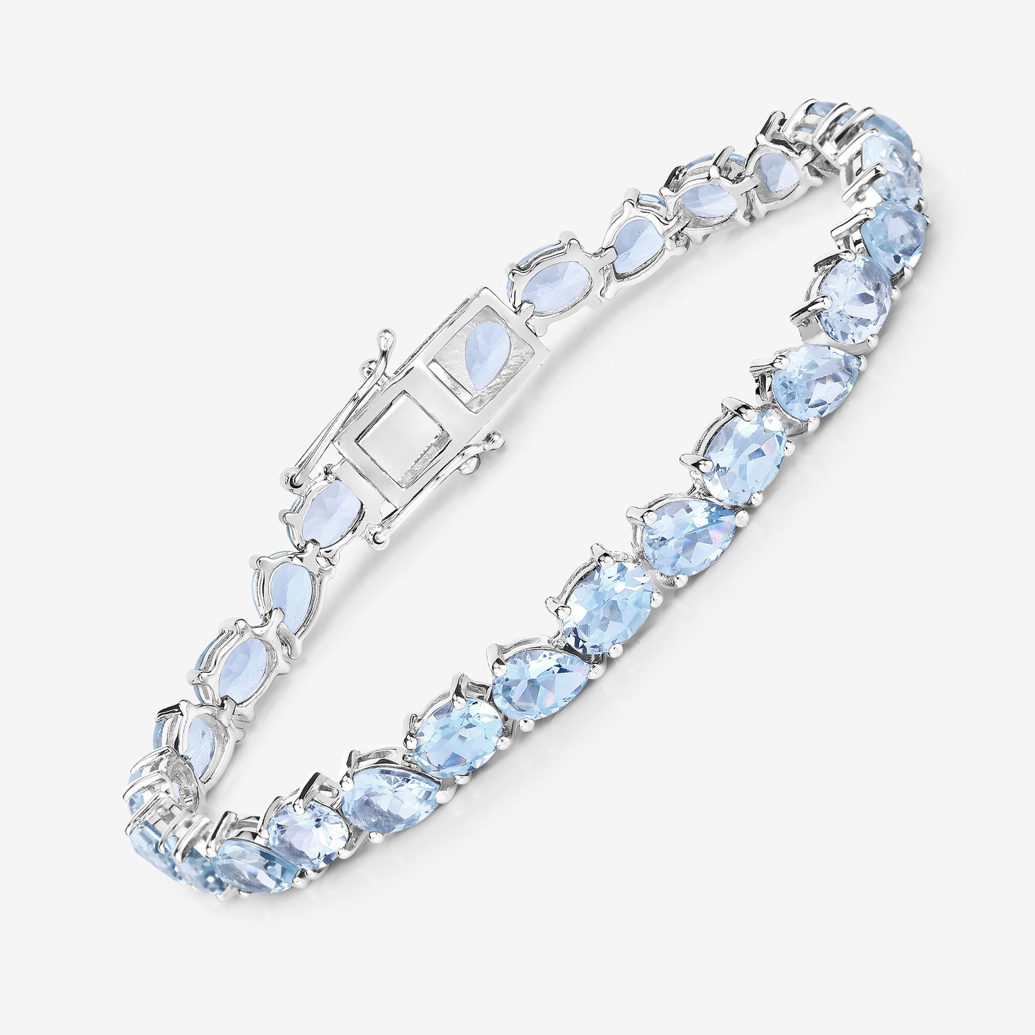 16.20 Carat Genuine Aquamarine .925 Sterling Silver Bracelet