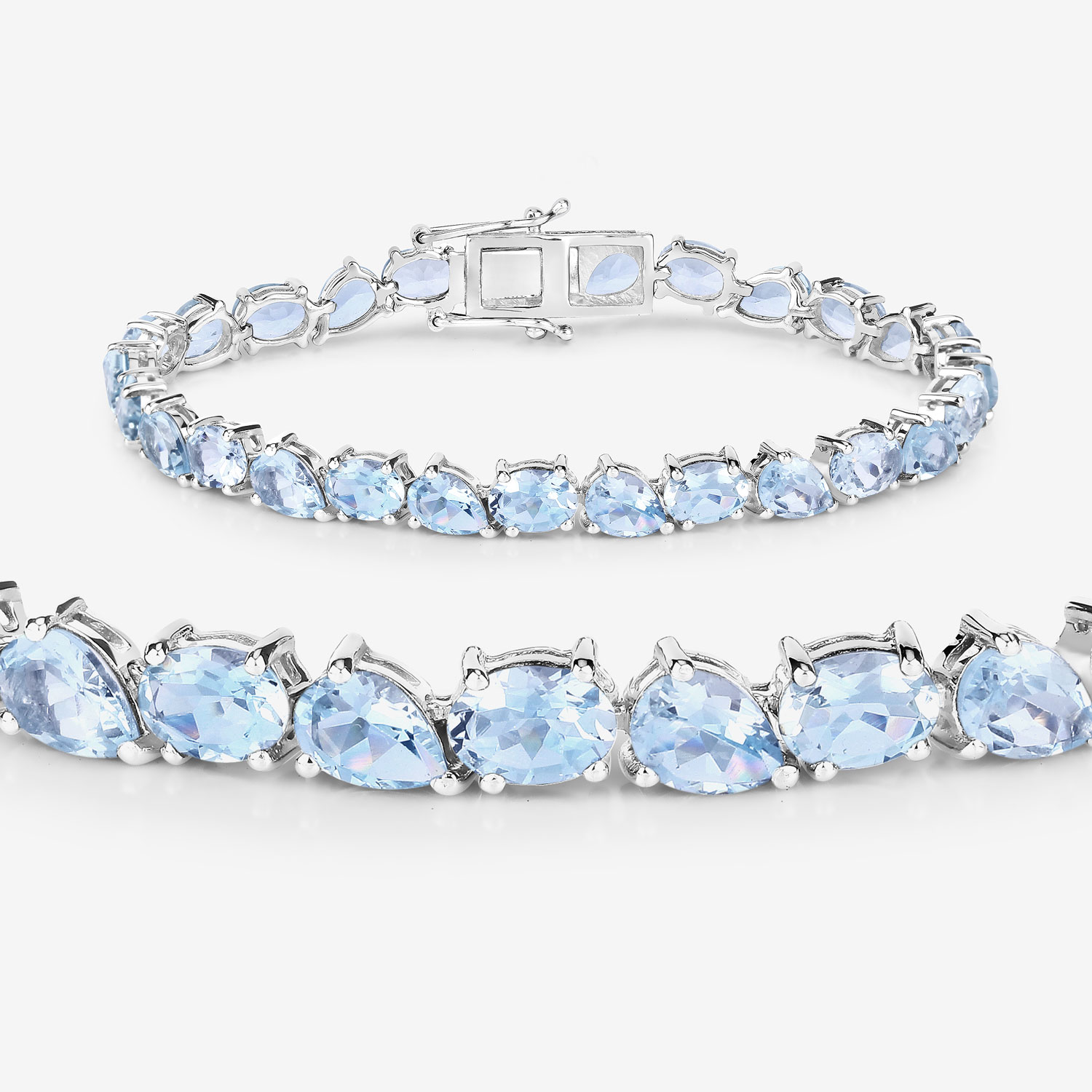 16.20 Carat Genuine Aquamarine .925 Sterling Silver Bracelet