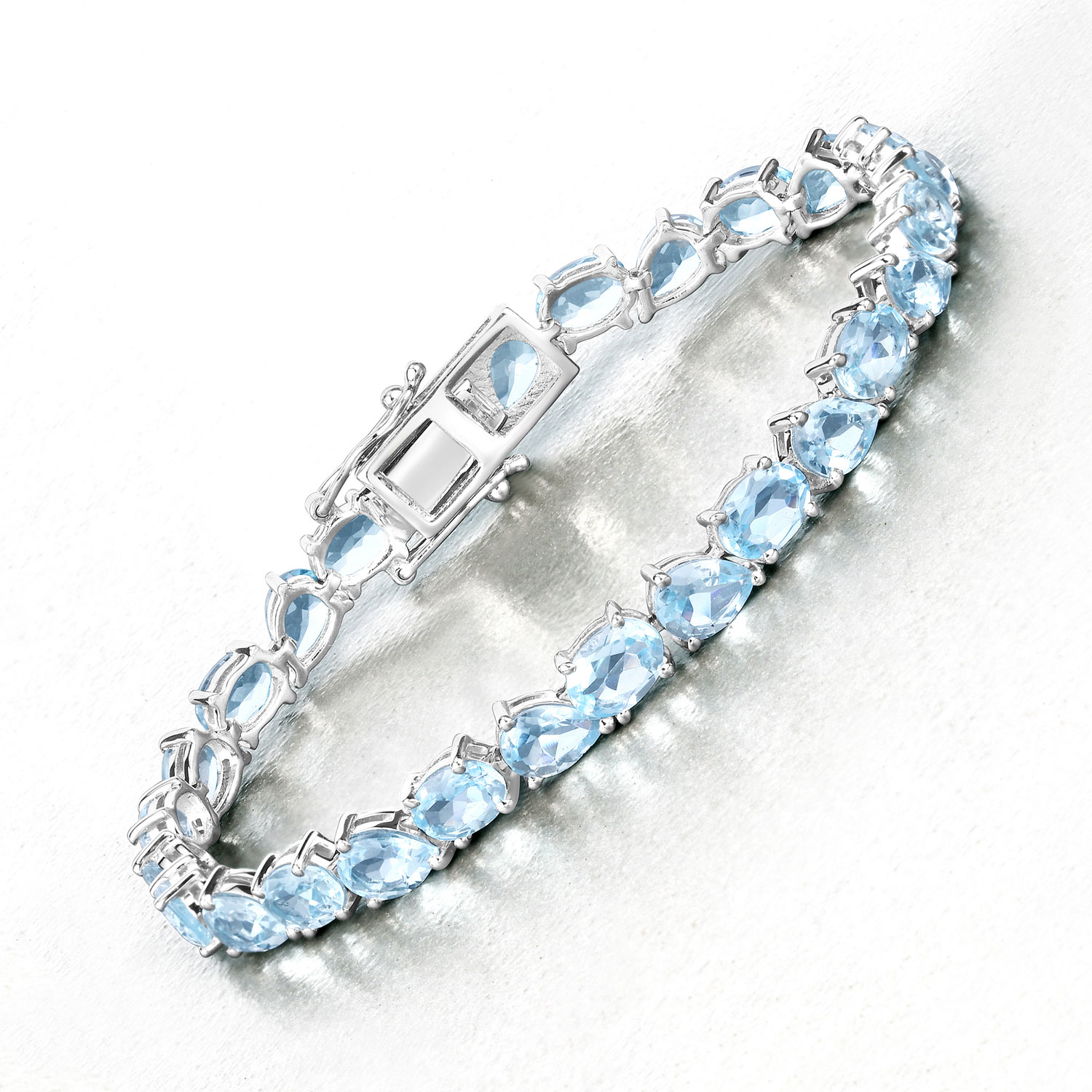 24.35 Carat Genuine Blue Topaz .925 Sterling Silver Bracelet