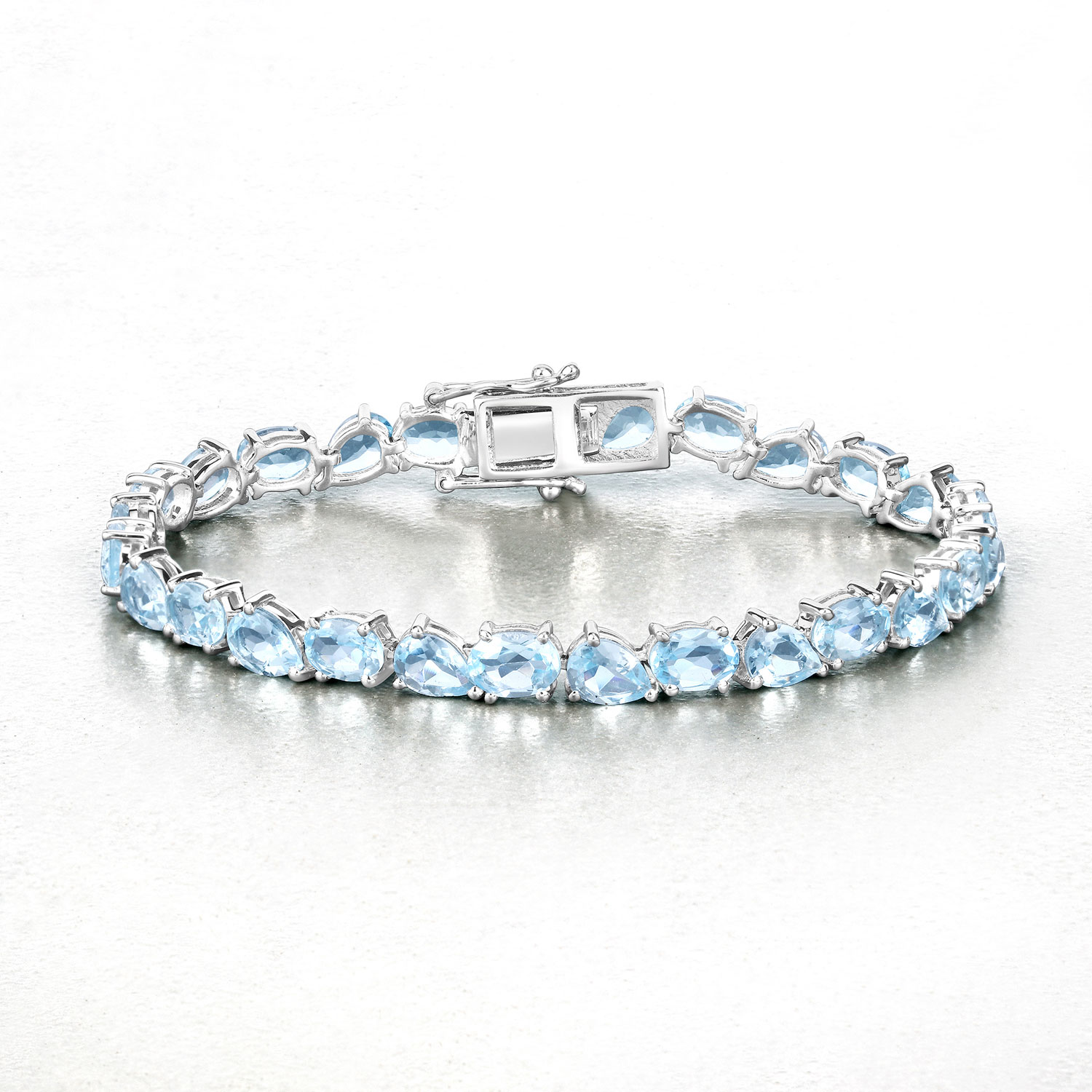 24.35 Carat Genuine Blue Topaz .925 Sterling Silver Bracelet