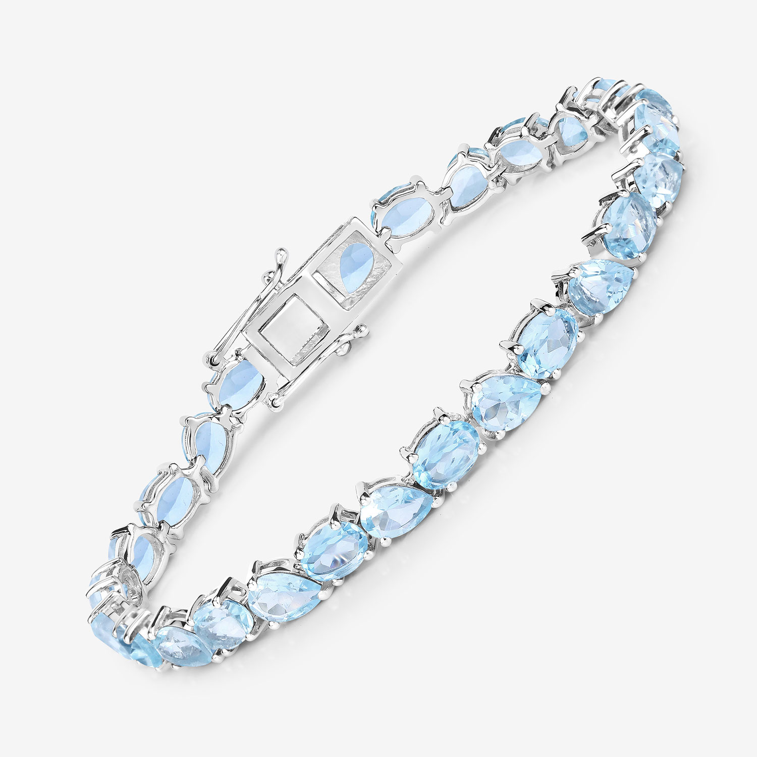 24.35 Carat Genuine Blue Topaz .925 Sterling Silver Bracelet