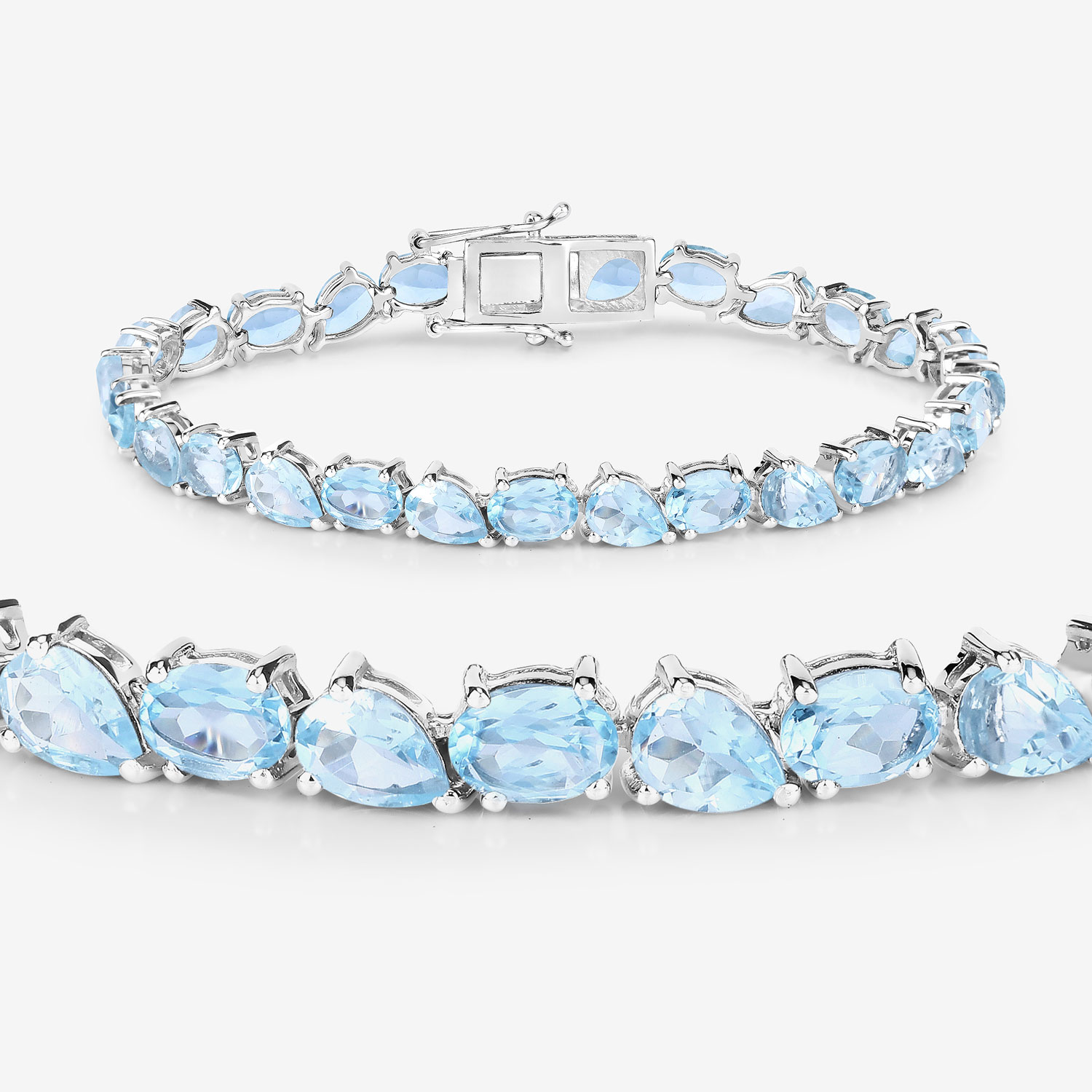 24.35 Carat Genuine Blue Topaz .925 Sterling Silver Bracelet