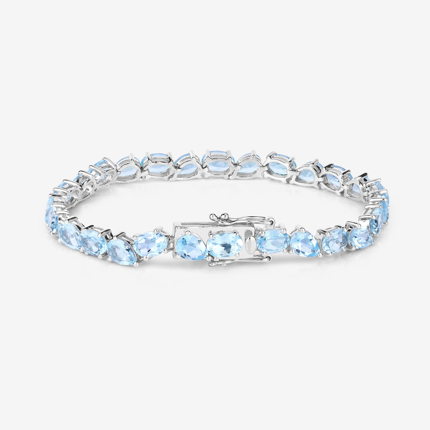 24.35 Carat Genuine Blue Topaz .925 Sterling Silver Bracelet