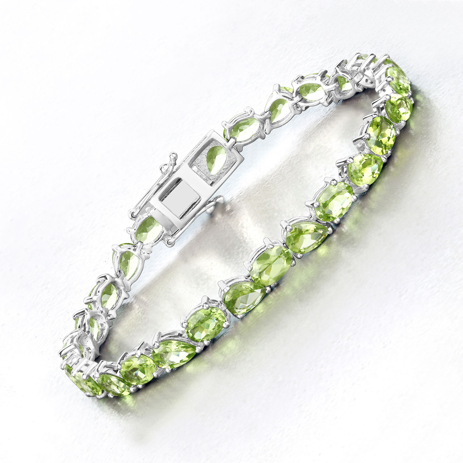 21.37 Carat Genuine Peridot .925 Sterling Silver Bracelet