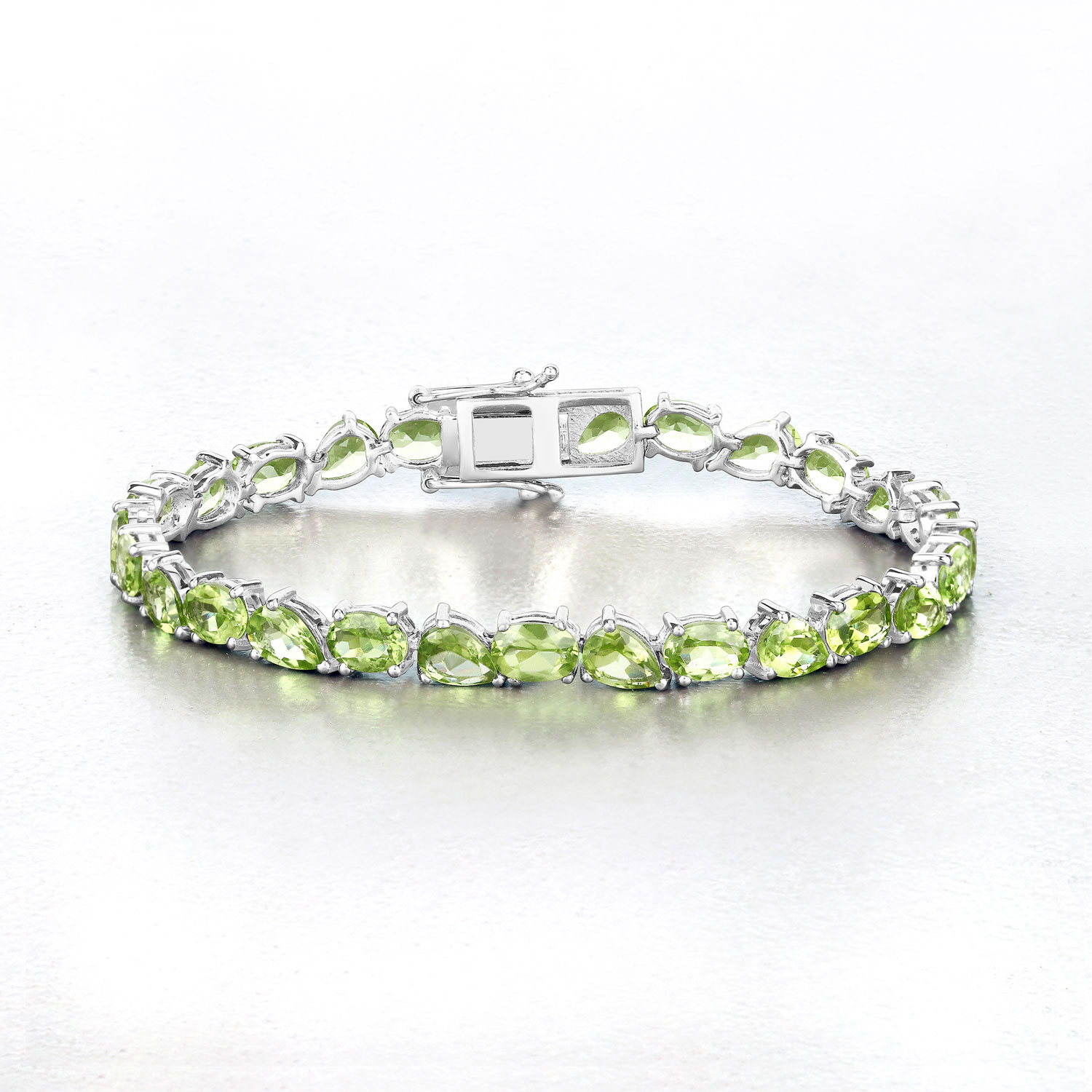 21.37 Carat Genuine Peridot .925 Sterling Silver Bracelet