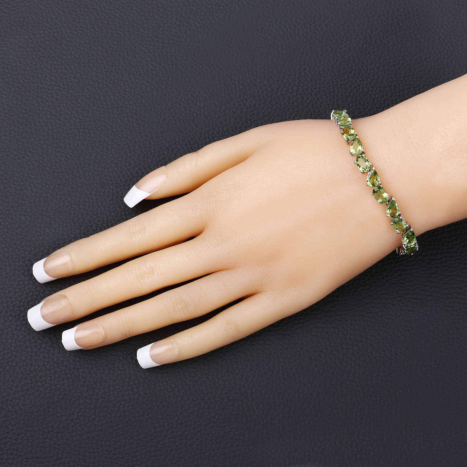 21.37 Carat Genuine Peridot .925 Sterling Silver Bracelet
