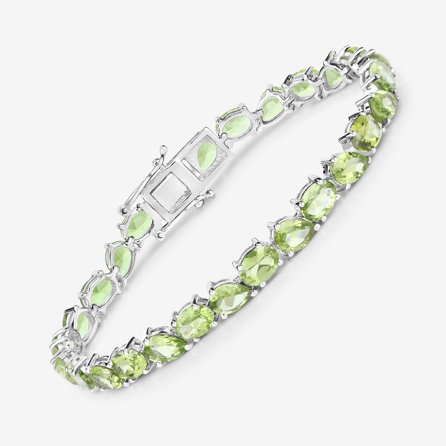 21.37 Carat Genuine Peridot .925 Sterling Silver Bracelet