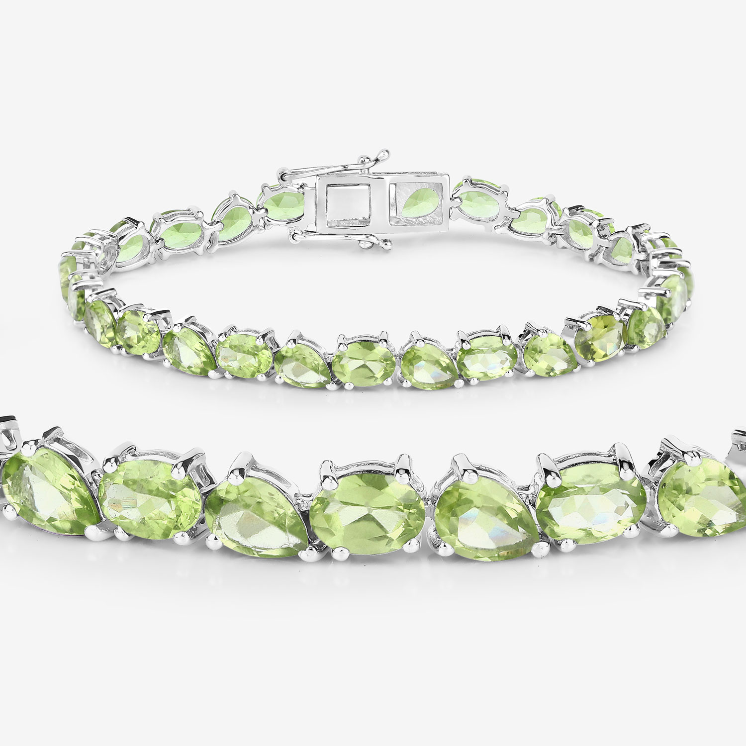 21.37 Carat Genuine Peridot .925 Sterling Silver Bracelet