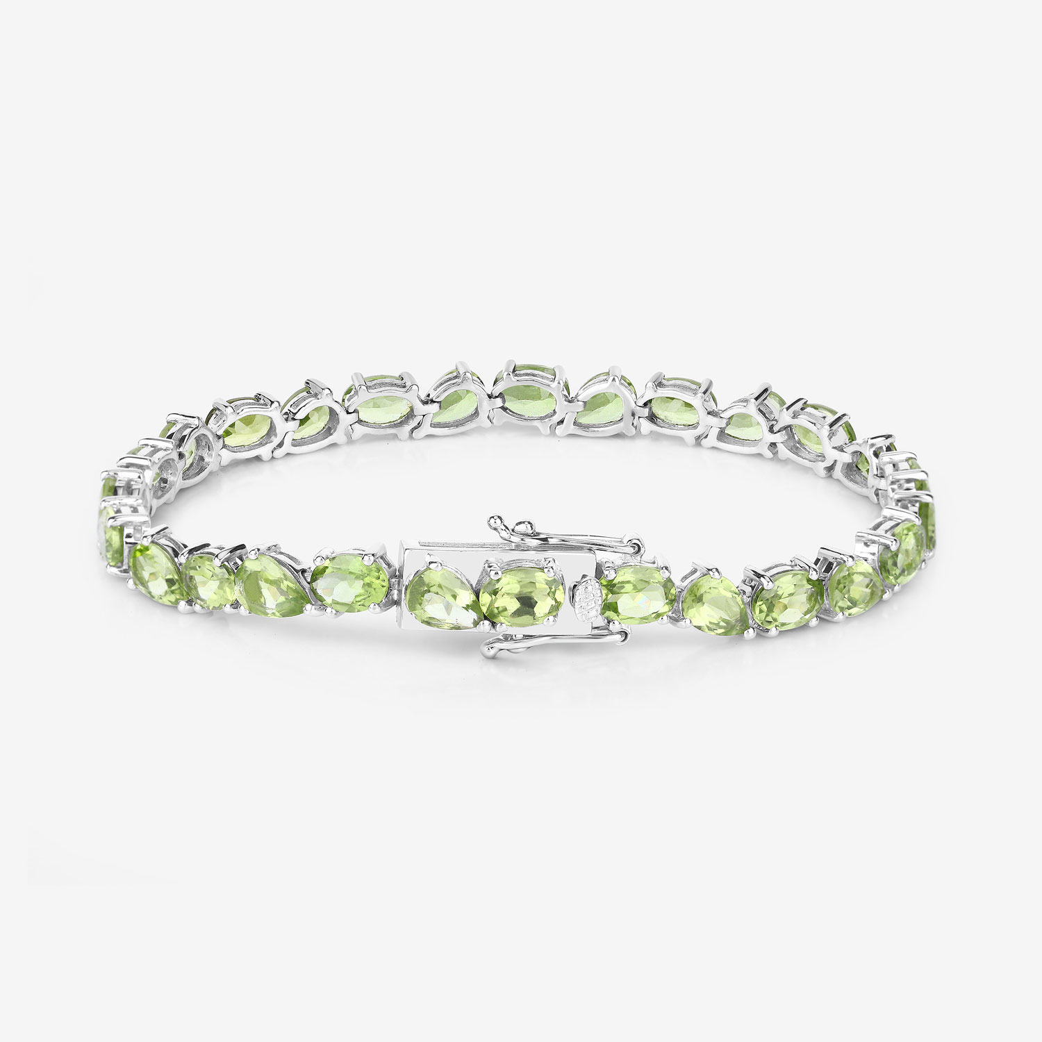 21.37 Carat Genuine Peridot .925 Sterling Silver Bracelet