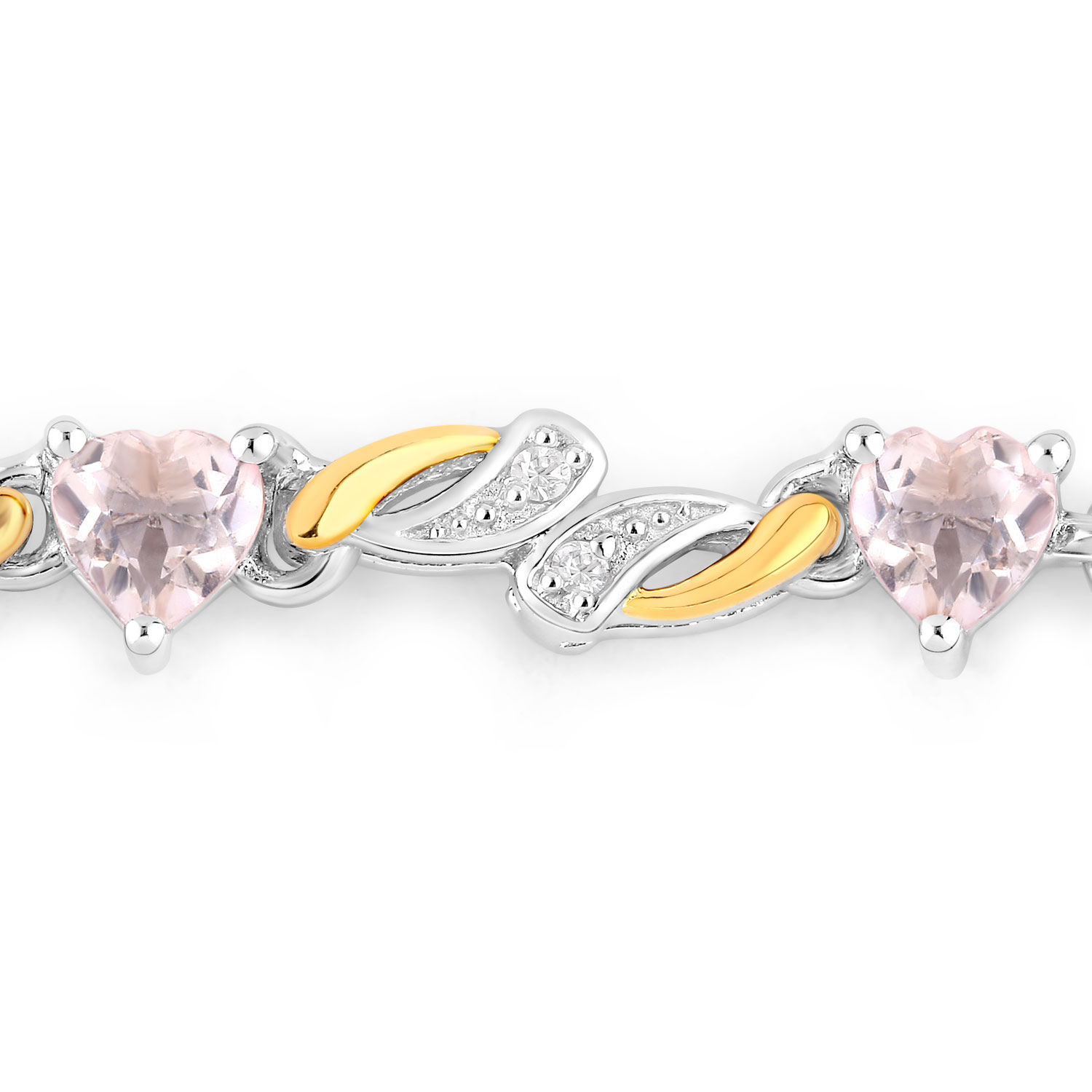 0.79 Carat Genuine Morganite and White Sapphire .925 Sterling Silver Bracelet