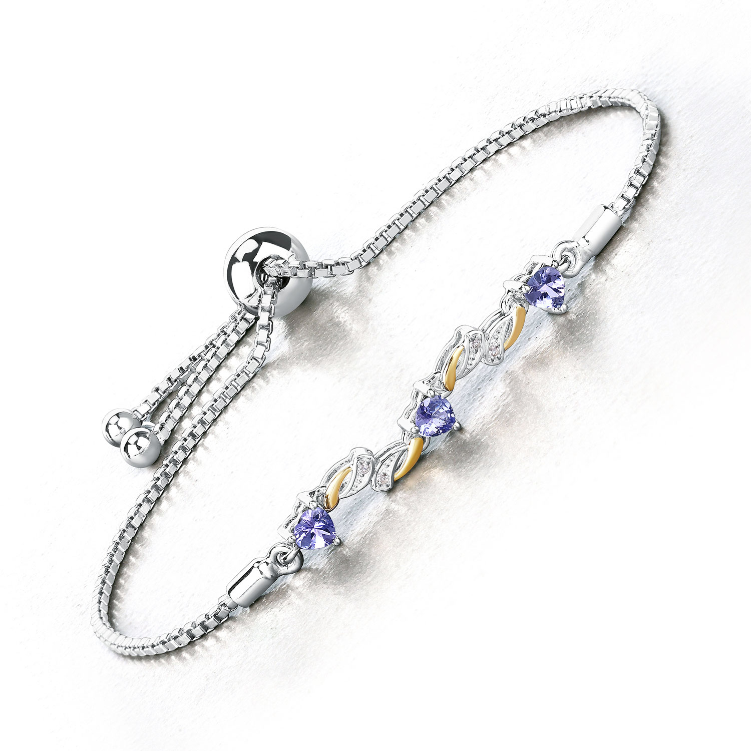 0.61 Carat Genuine Tanzanite and White Sapphire .925 Sterling Silver Bracelet