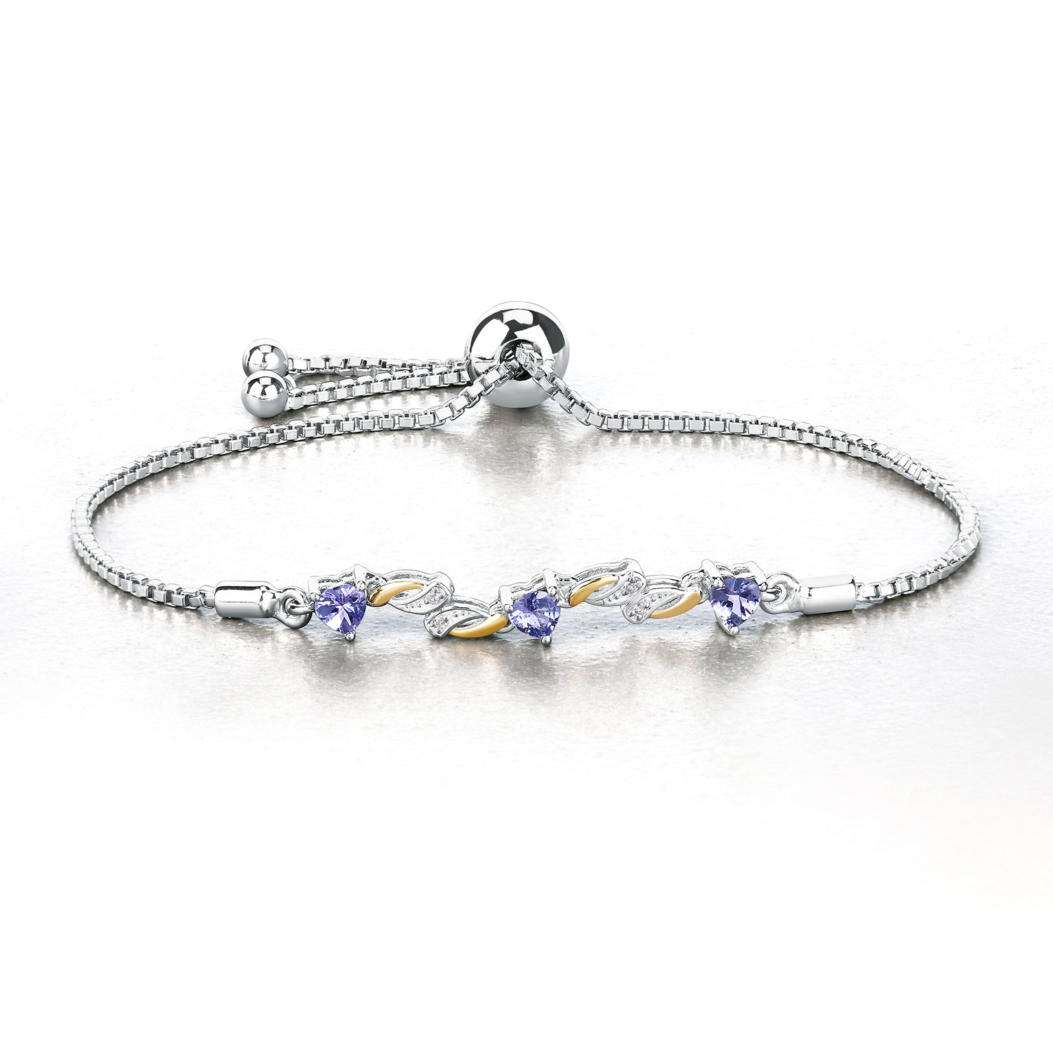 0.61 Carat Genuine Tanzanite and White Sapphire .925 Sterling Silver Bracelet