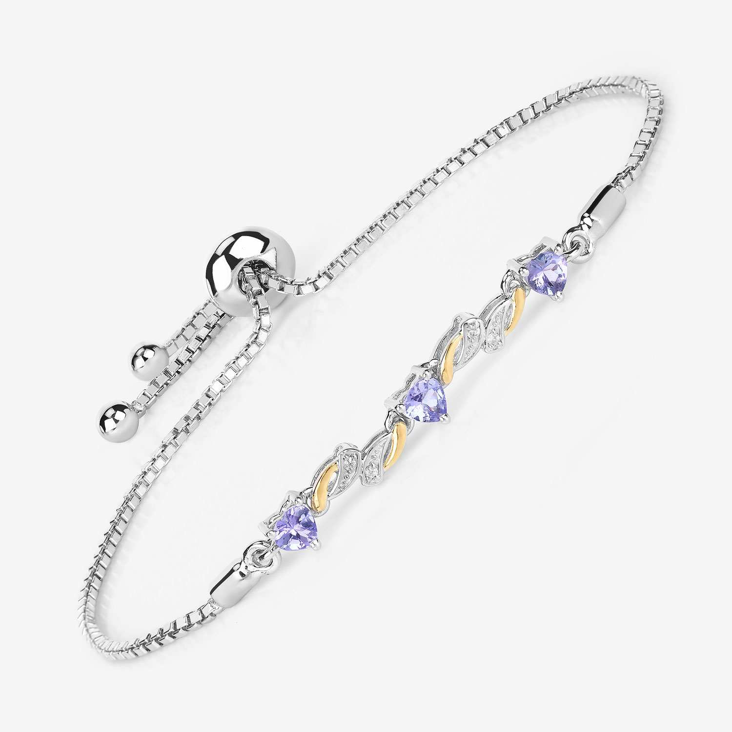 0.61 Carat Genuine Tanzanite and White Sapphire .925 Sterling Silver Bracelet