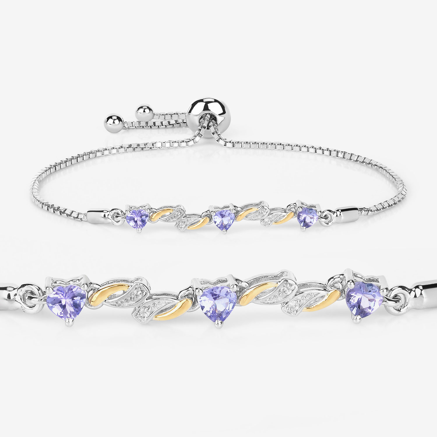 0.61 Carat Genuine Tanzanite and White Sapphire .925 Sterling Silver Bracelet
