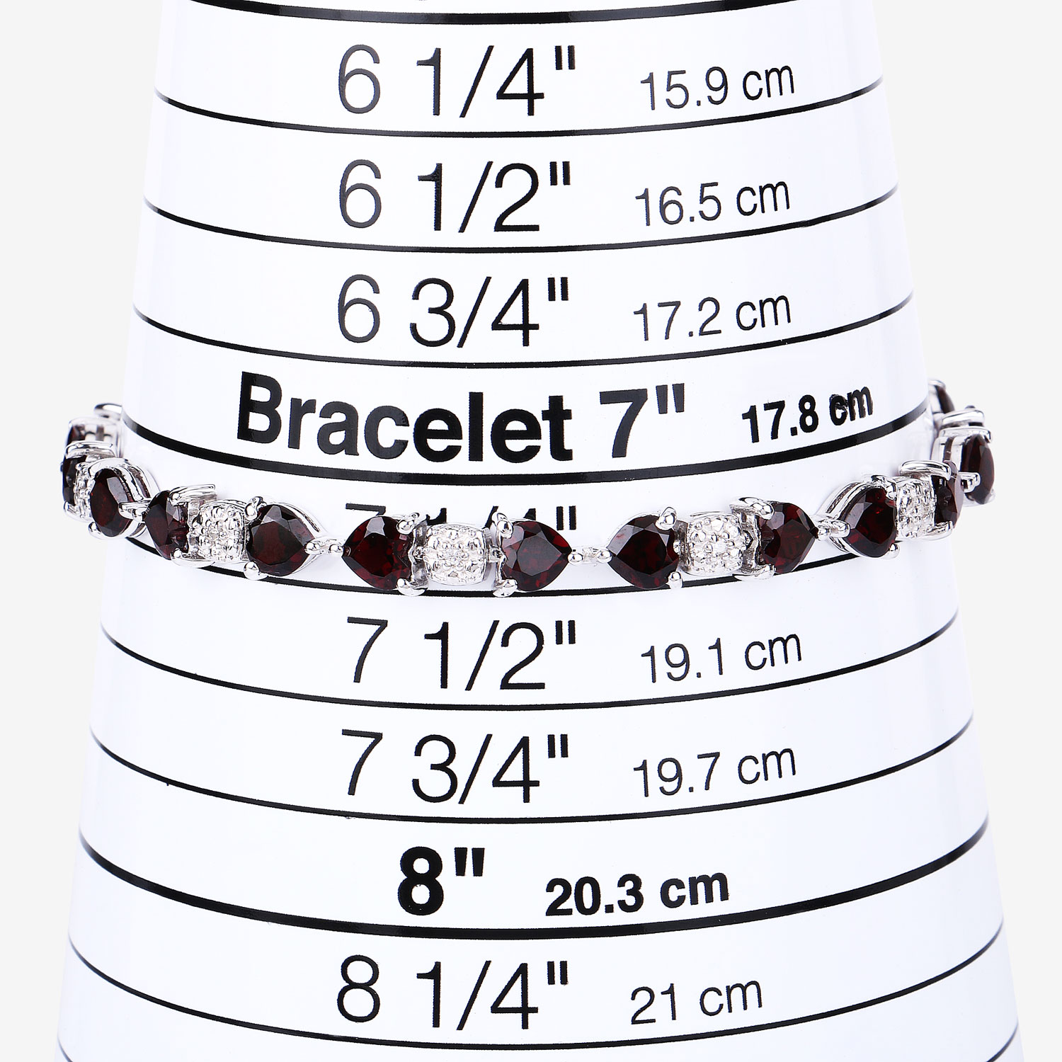 11.10 Carat Genuine Garnet and White Diamond .925 Sterling Silver Bracelet