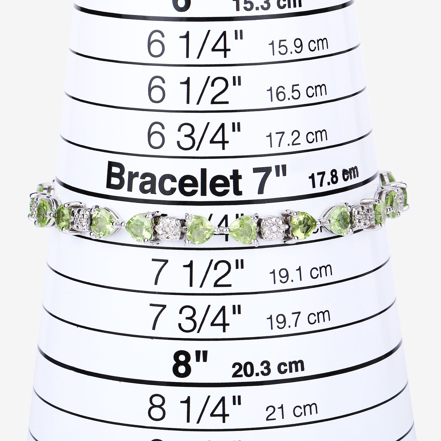 9.78 Carat Genuine Peridot and White Diamond .925 Sterling Silver Bracelet