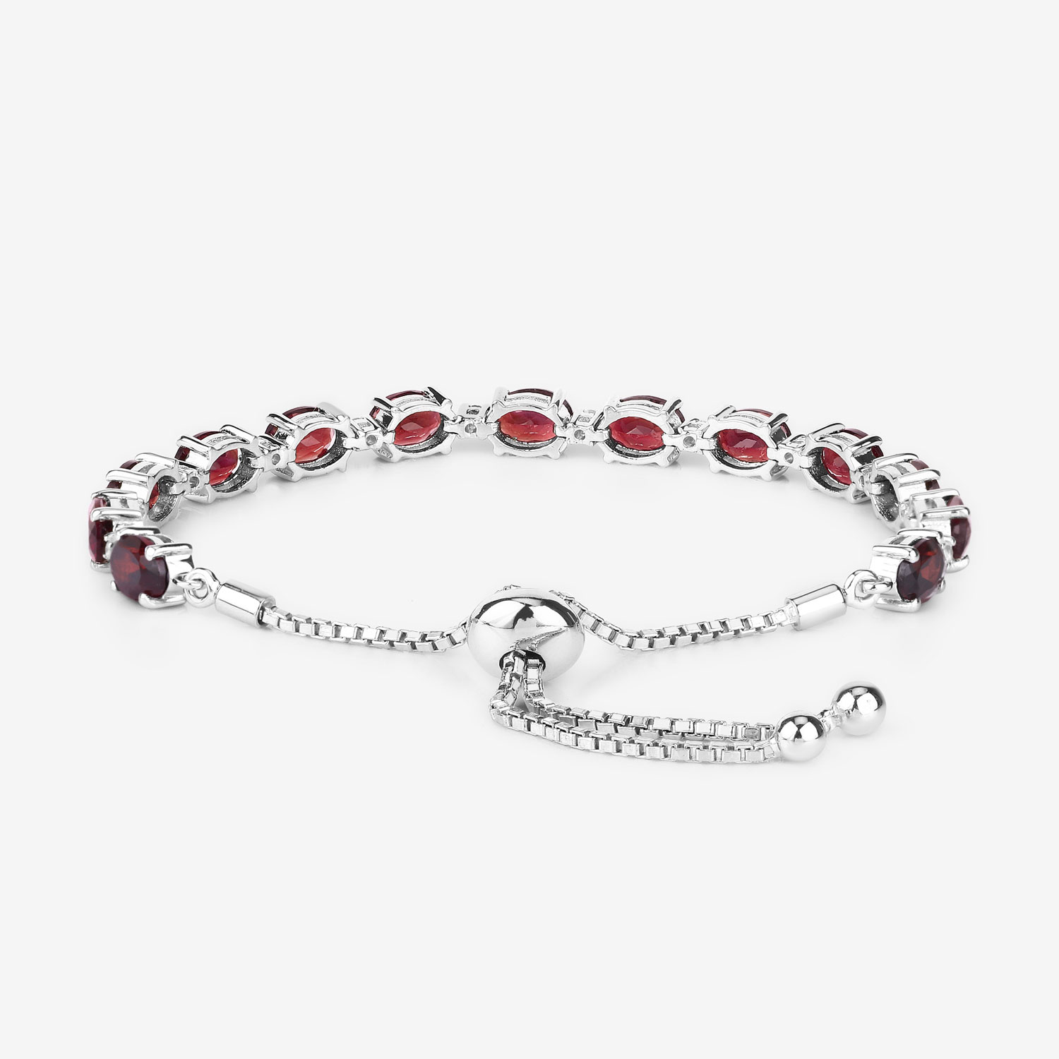 11.53 Carat Genuine Garnet and White Topaz .925 Sterling Silver Bracelet