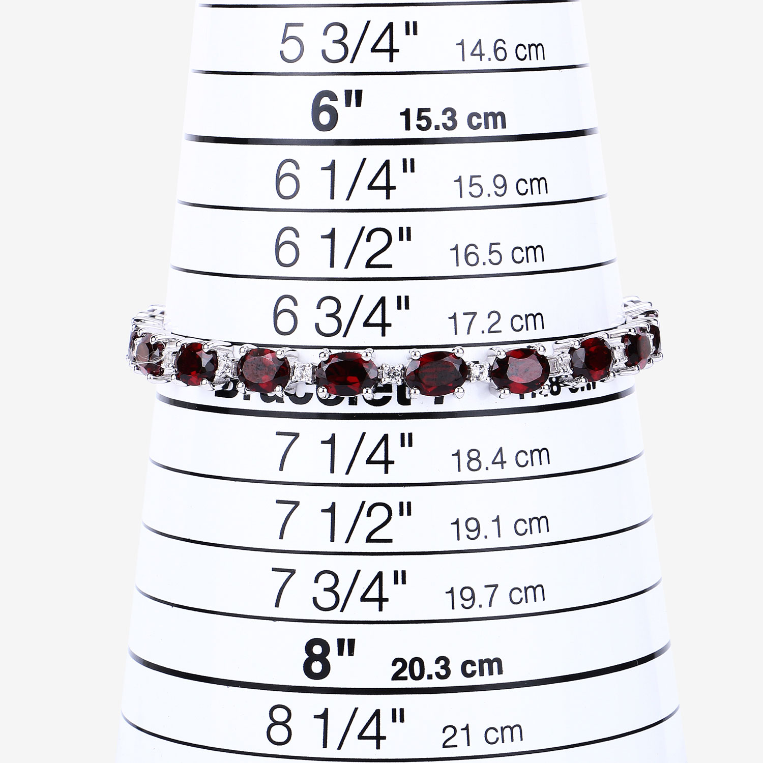 11.53 Carat Genuine Garnet and White Topaz .925 Sterling Silver Bracelet