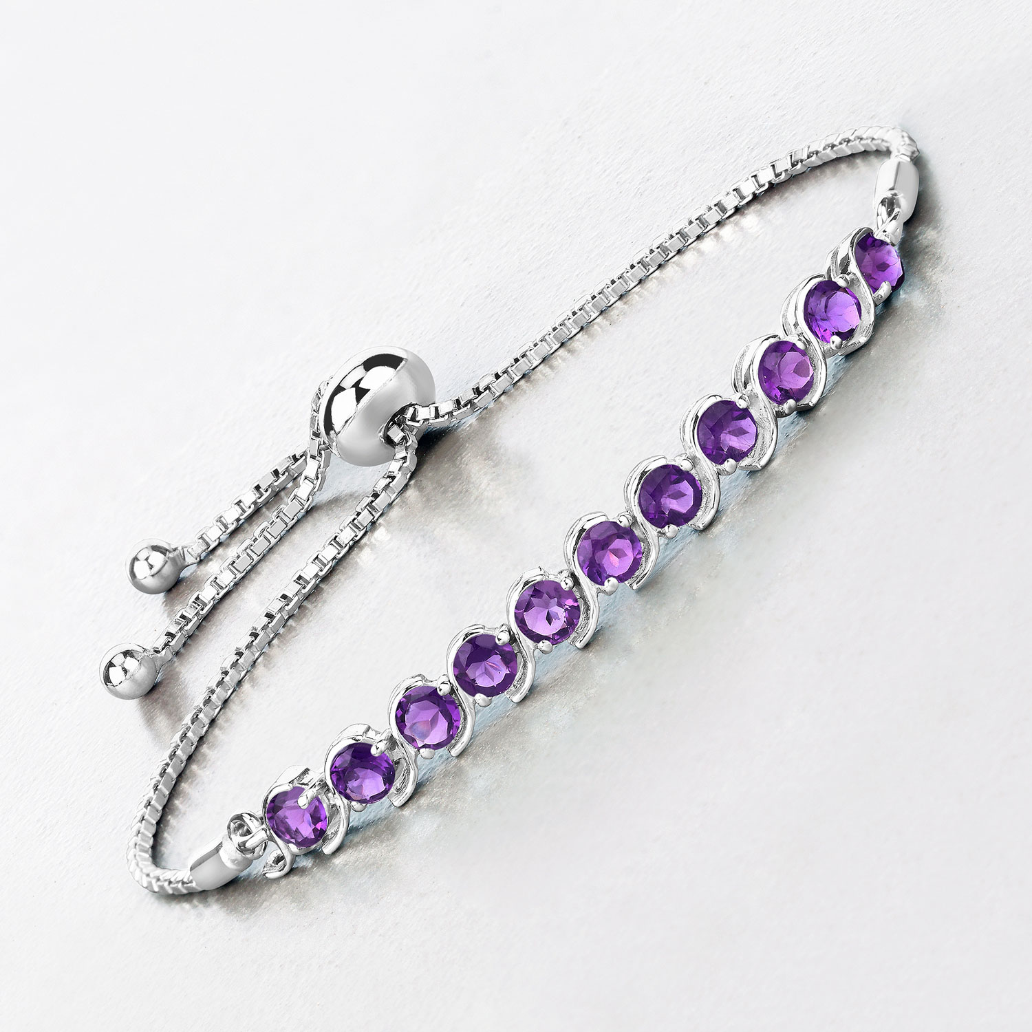 2.64 Carat Genuine Amethyst .925 Sterling Silver Bracelet