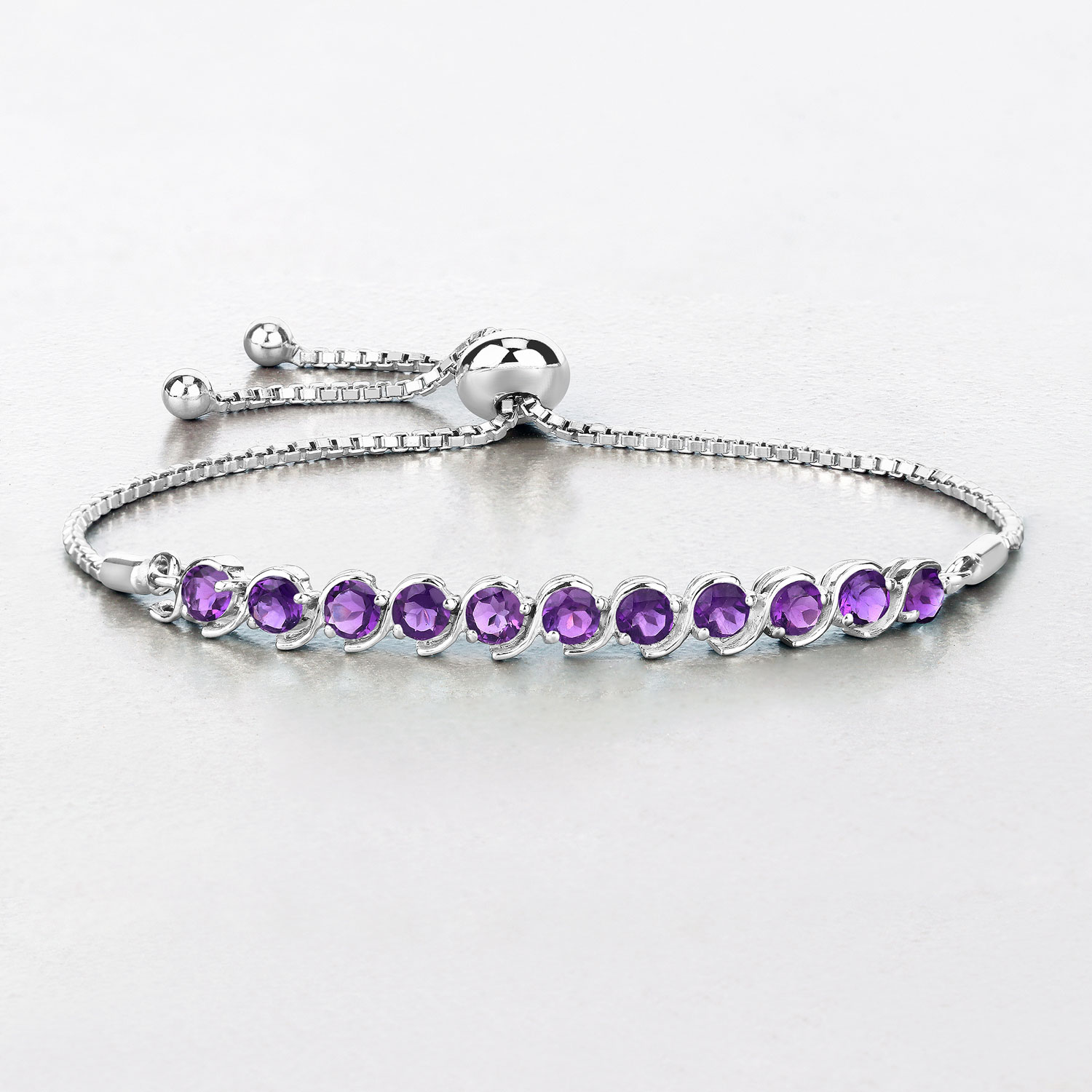 2.64 Carat Genuine Amethyst .925 Sterling Silver Bracelet