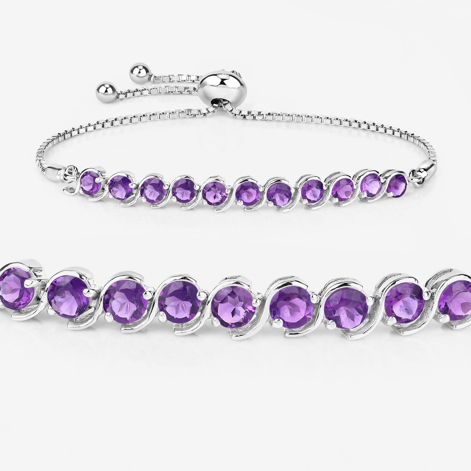 2.64 Carat Genuine Amethyst .925 Sterling Silver Bracelet