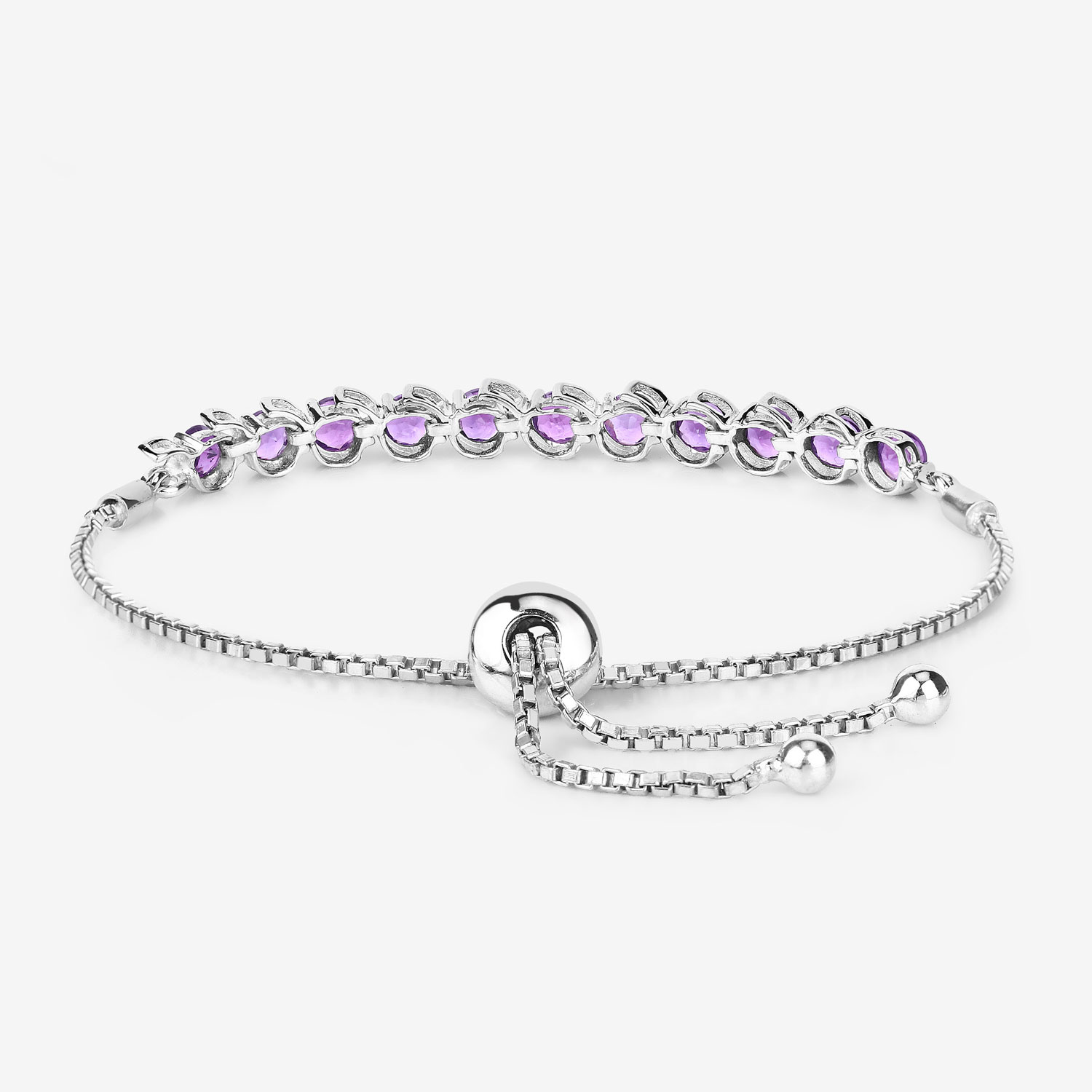 2.64 Carat Genuine Amethyst .925 Sterling Silver Bracelet