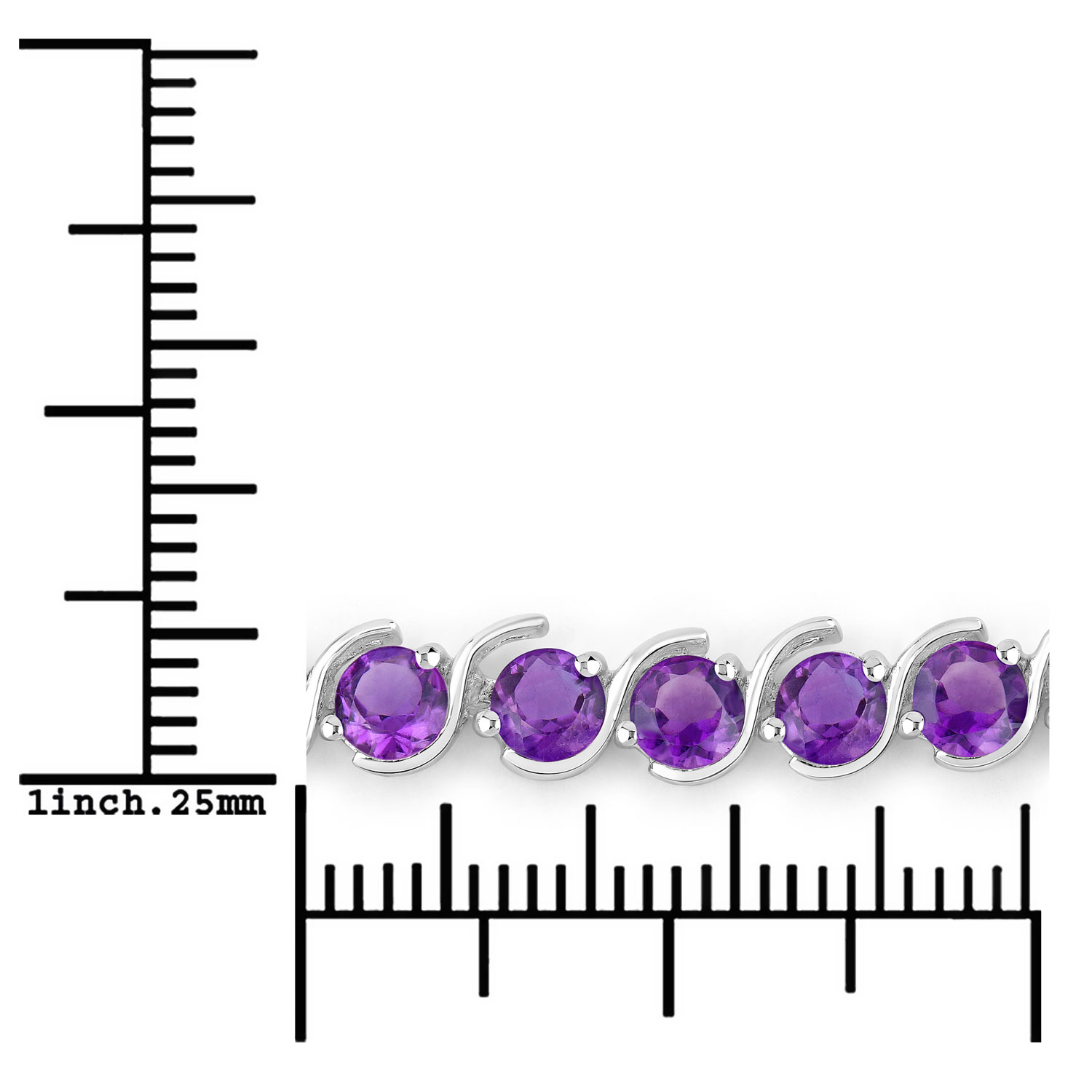 2.64 Carat Genuine Amethyst .925 Sterling Silver Bracelet
