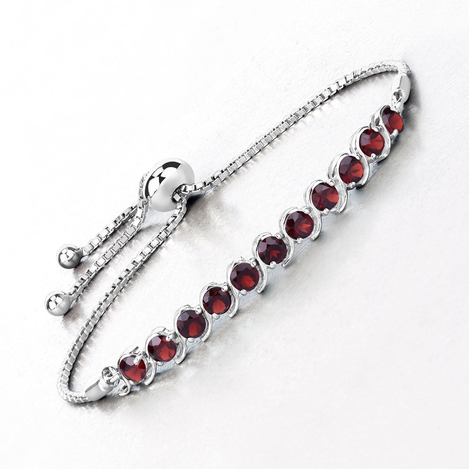 3.30 Carat Genuine Garnet .925 Sterling Silver Bracelet