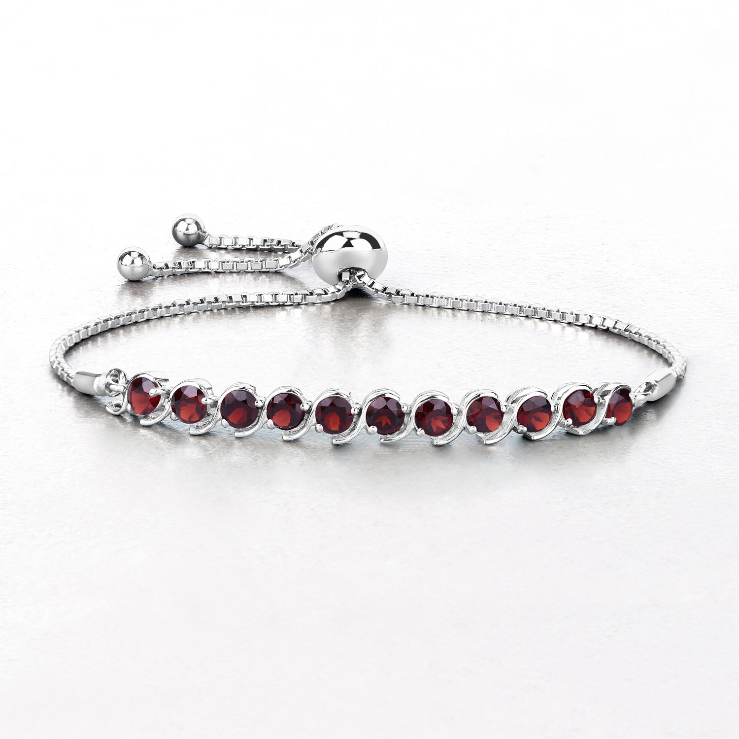 3.30 Carat Genuine Garnet .925 Sterling Silver Bracelet
