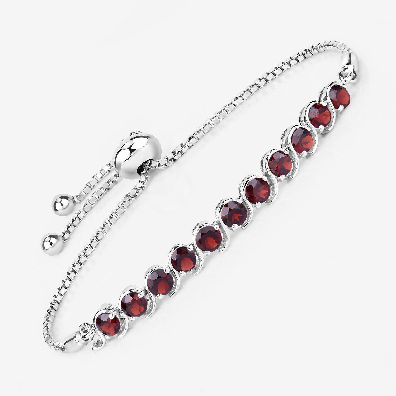 3.30 Carat Genuine Garnet .925 Sterling Silver Bracelet