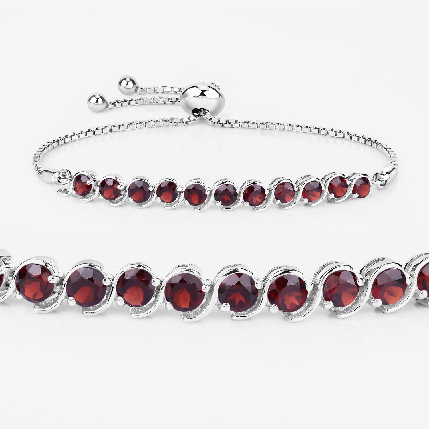 3.30 Carat Genuine Garnet .925 Sterling Silver Bracelet