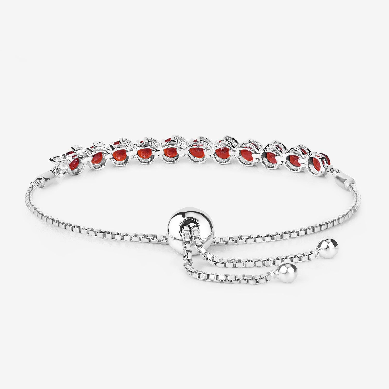 3.30 Carat Genuine Garnet .925 Sterling Silver Bracelet