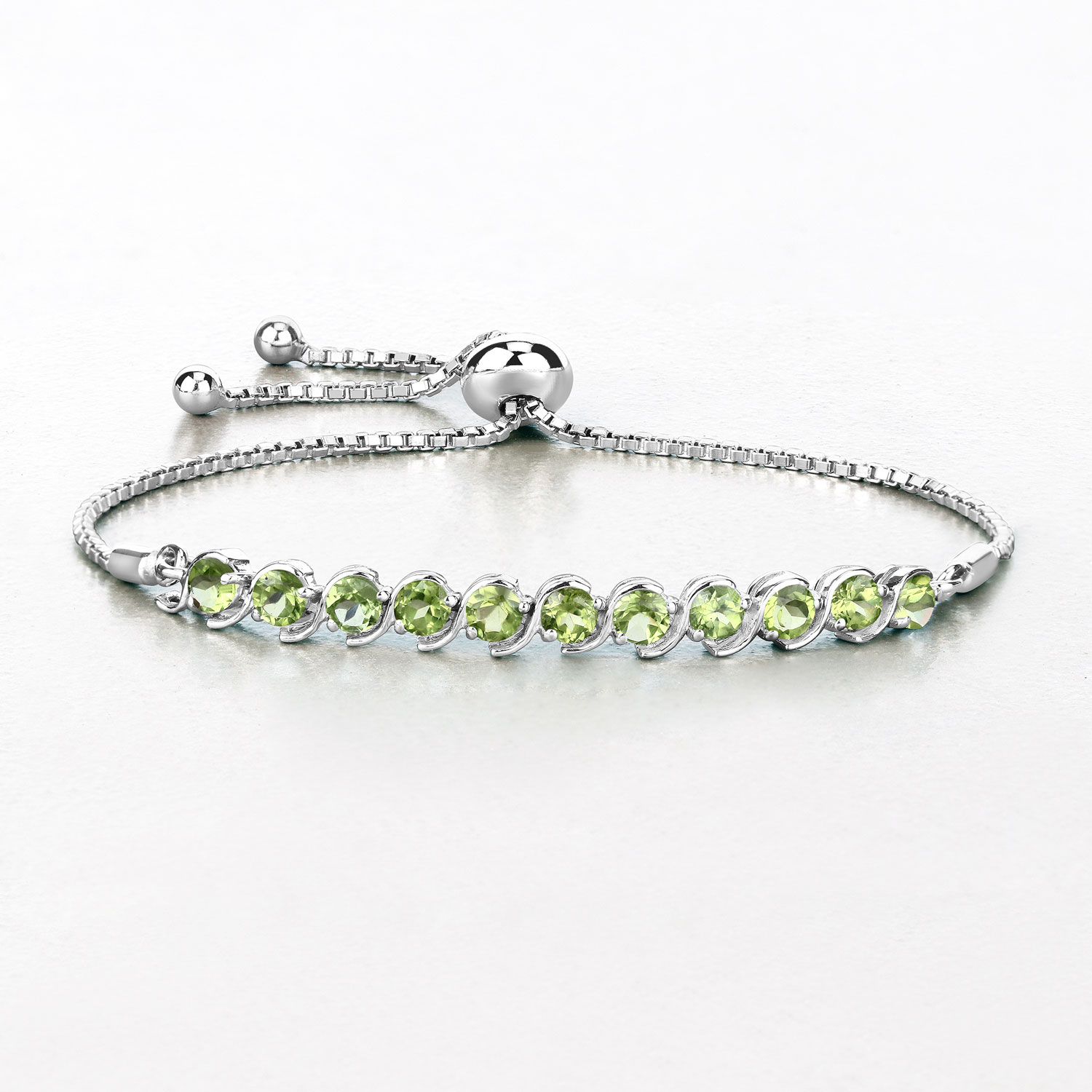 2.64 Carat Genuine Peridot .925 Sterling Silver Bracelet