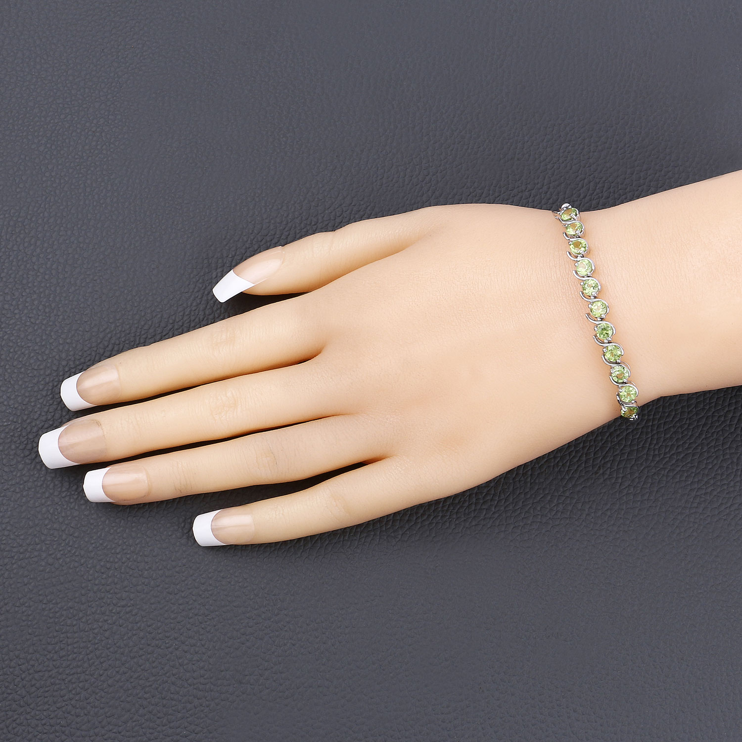 2.64 Carat Genuine Peridot .925 Sterling Silver Bracelet
