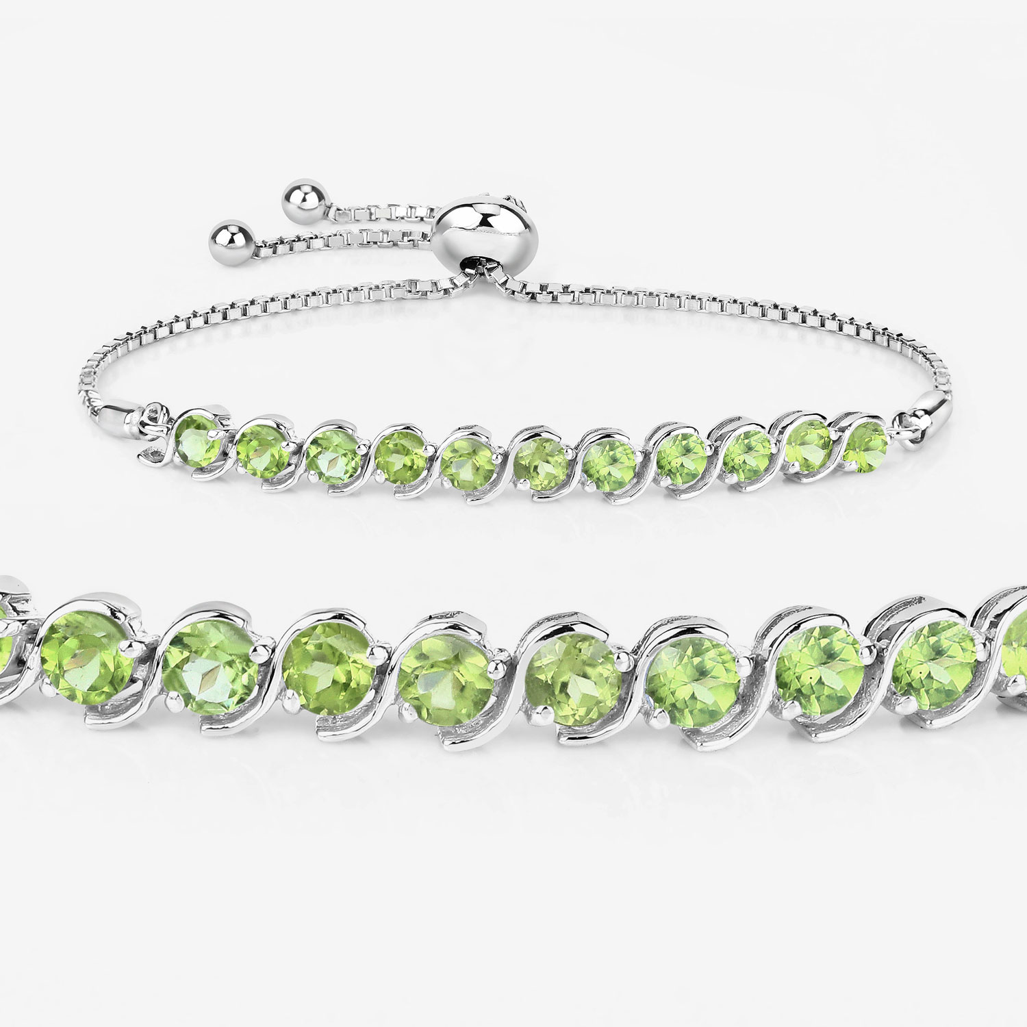 2.64 Carat Genuine Peridot .925 Sterling Silver Bracelet