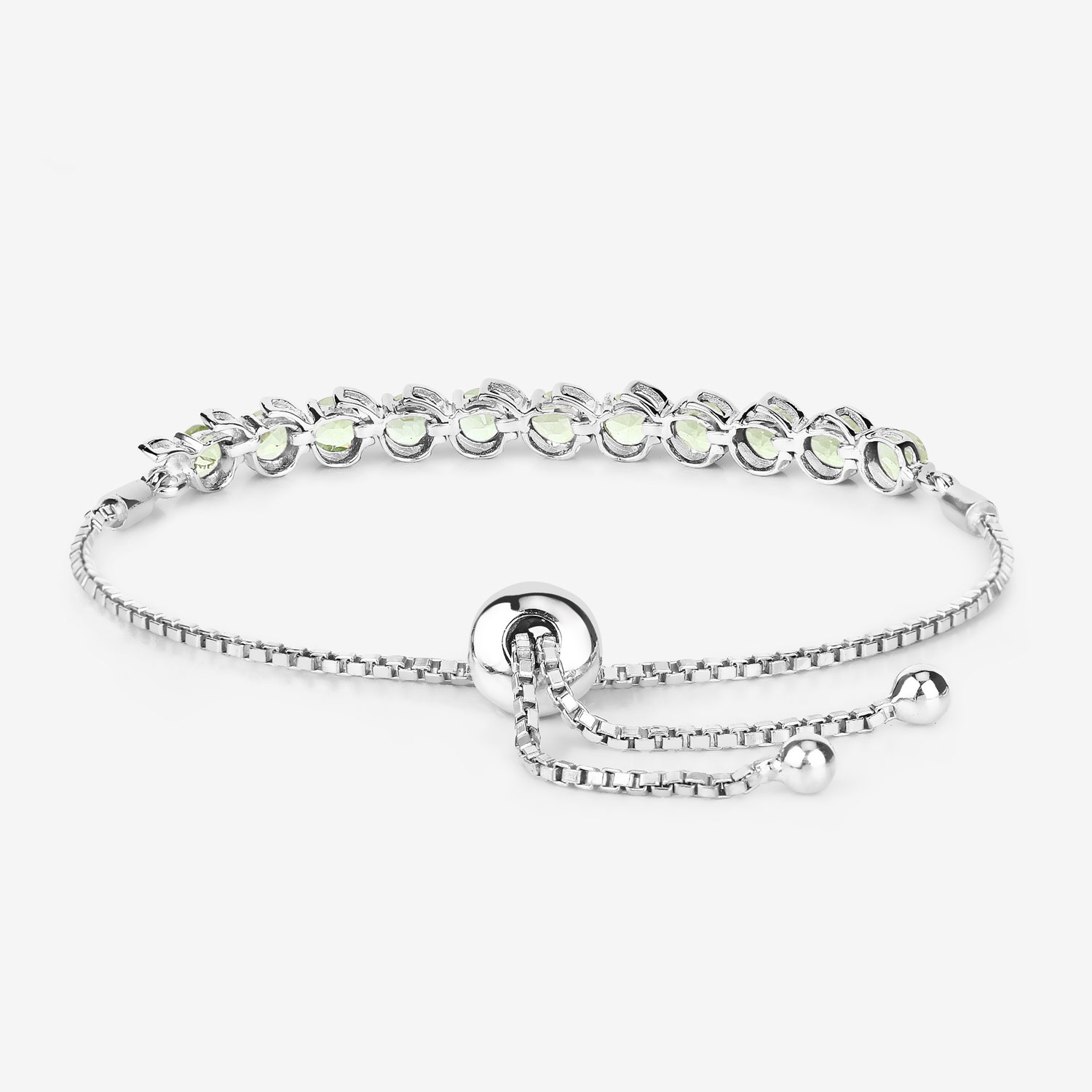 2.64 Carat Genuine Peridot .925 Sterling Silver Bracelet