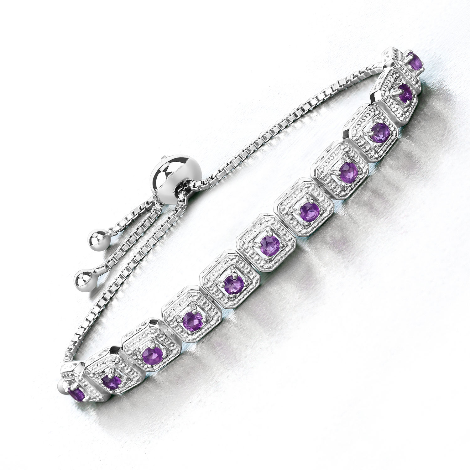 1.10 Carat Genuine Amethyst .925 Sterling Silver Bracelet