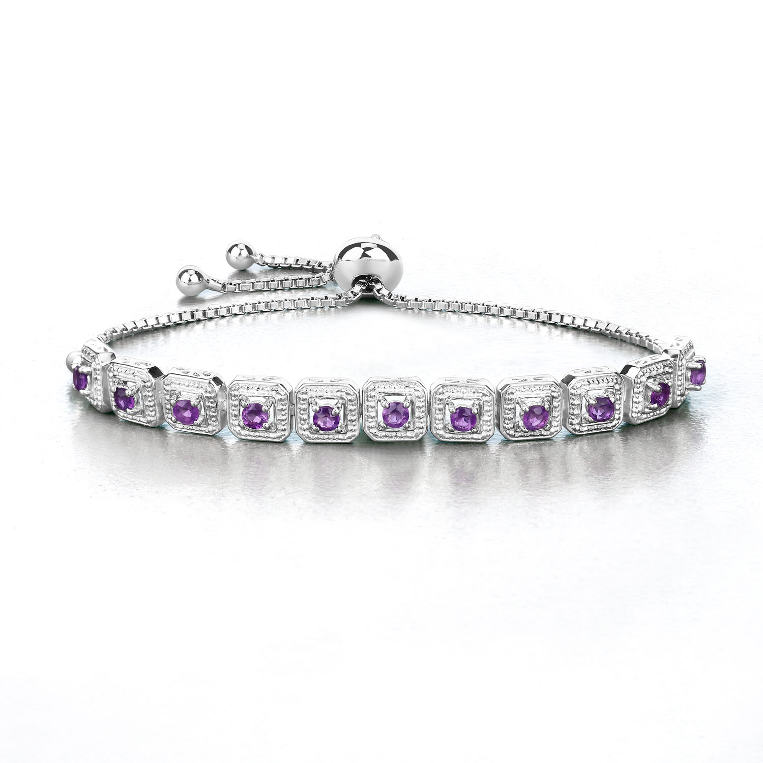 1.10 Carat Genuine Amethyst .925 Sterling Silver Bracelet